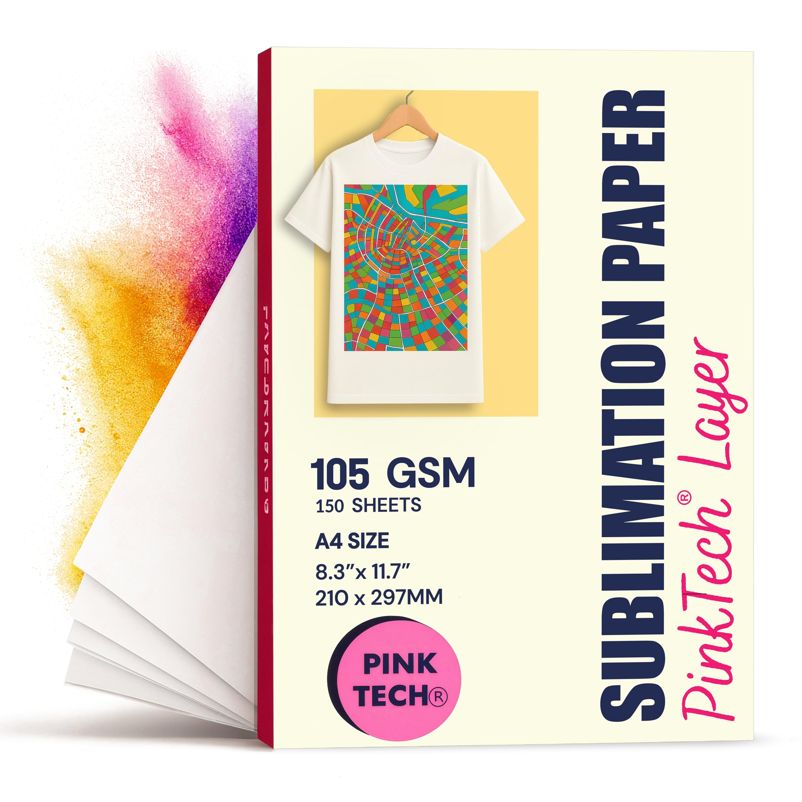 Hayes Sublimation Paper 105gsm A4 Size (8.3" x 11.7") – 150 Sheets | Works With Sublimation Ink &amp; Blanks | Compatible With Sublimation Printers | T-Shirts, Mugs, Tumblers and More
