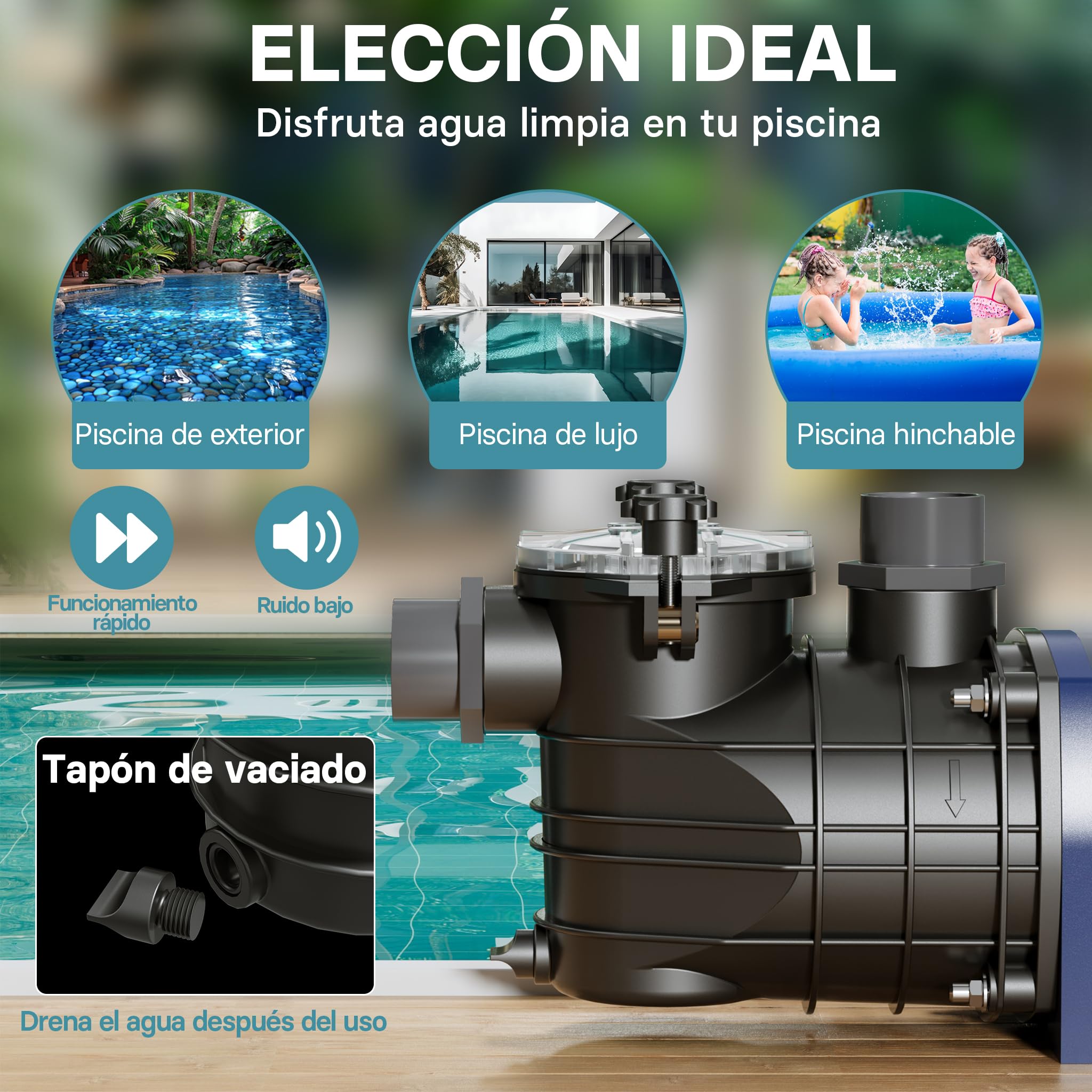 Bomba de piscina 17700l/h 1100W Bomba de circulación Bomba de filtro