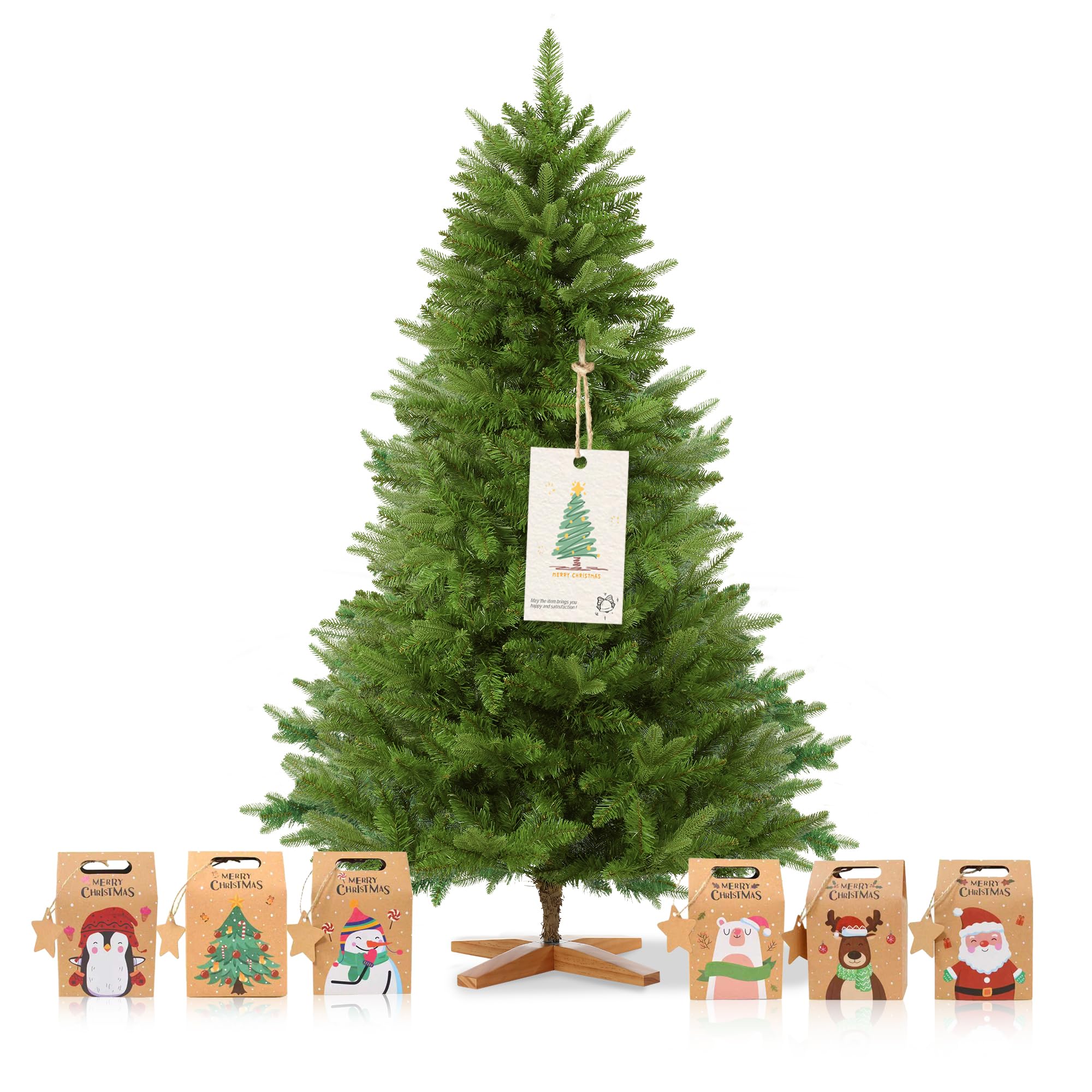 Sapin De Noël Artificiel 120 Cm épicéa Scandinave - 316 Branches Réalistes, Support Bois Inclus, Sac De Rangement