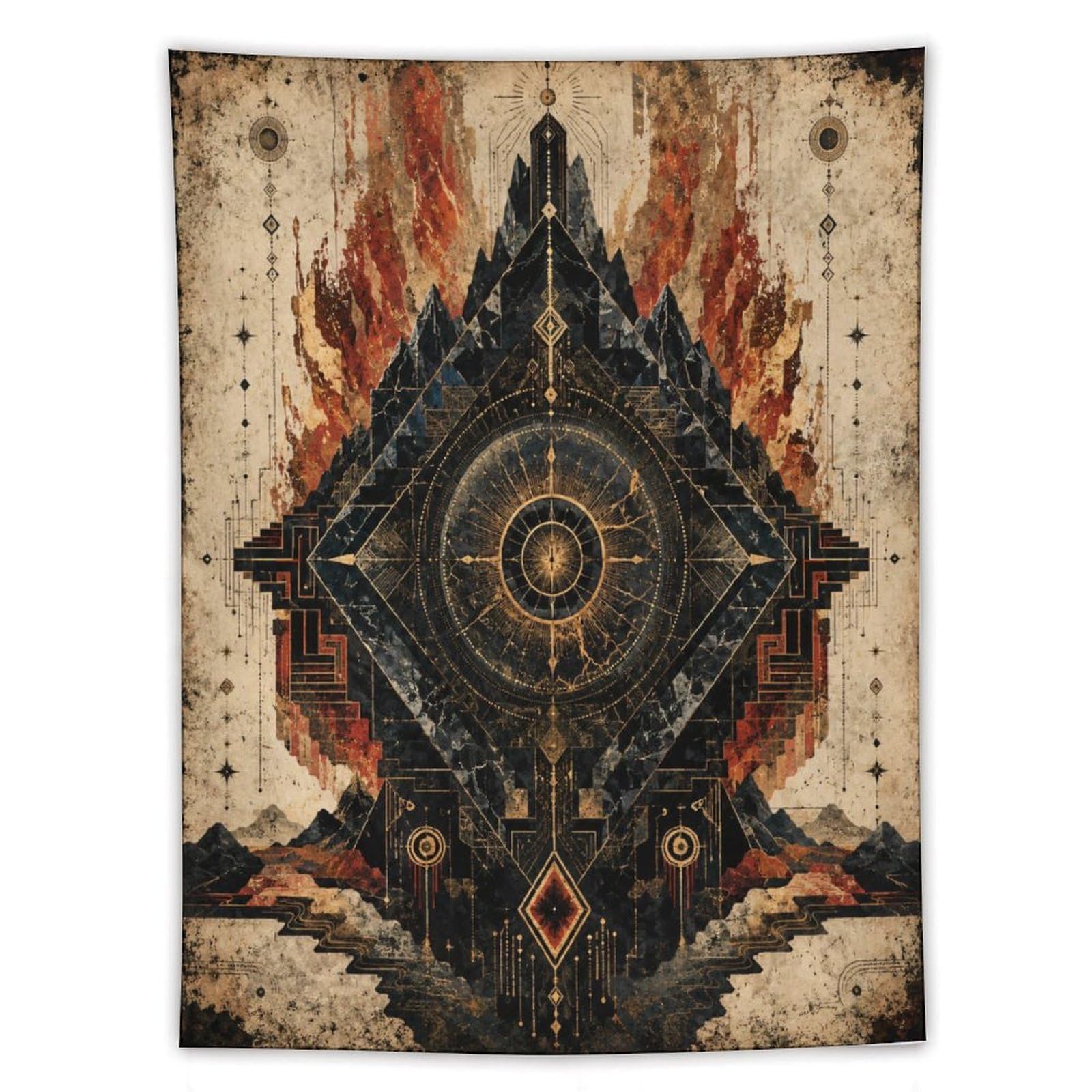 W7C8U2X3 Geometric Black Diamond Wall Tapestry, Geometric Art, College Dorm
