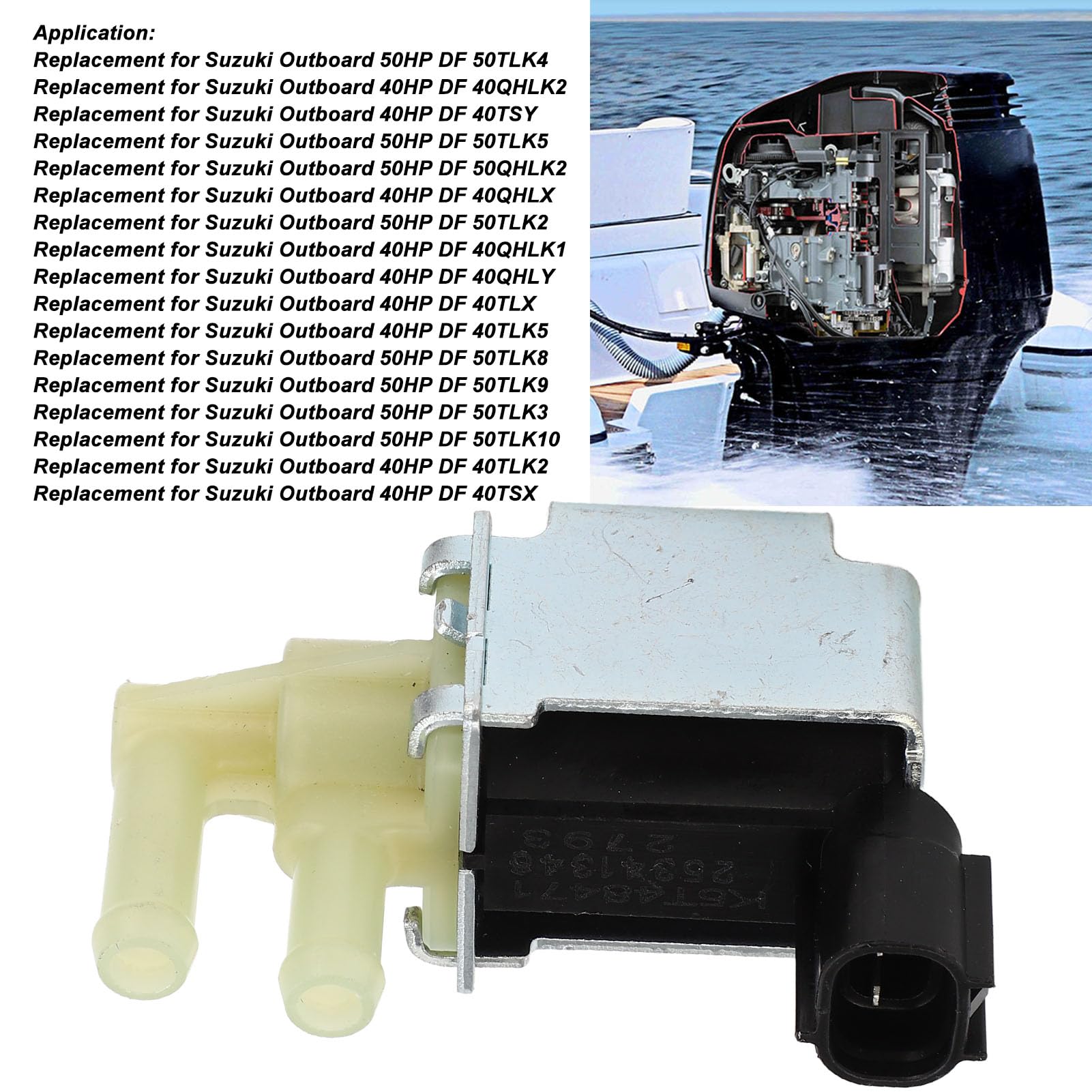 Válvula de Control de Aire Inactivo ABS y Aleación de Metal 18117 84380 000 Reemplazo de Conjunto de Válvula IAC para Motor Fueraborda Suzuki 4 Tiempos DF40 50HP DF50