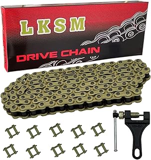 428H Motorcycle Chain Gold 140 Links with Chain Breaker for 125 150 200cc Motorcycle Mini Bike Dirt Bike Go Kart Compatible with SSR TaoTao Coolster Apollo Baja Kazuma Chinese ATV
