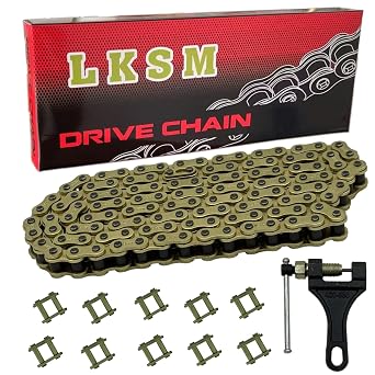 428H Motorcycle Gold Chain 130 Links with Chain Breaker for 125 150 200cc Motorcycle Mini Bike Dirt Bike Go Kart Compatible with SSR TaoTao Coolster Apollo Baja Kazuma Chinese ATV