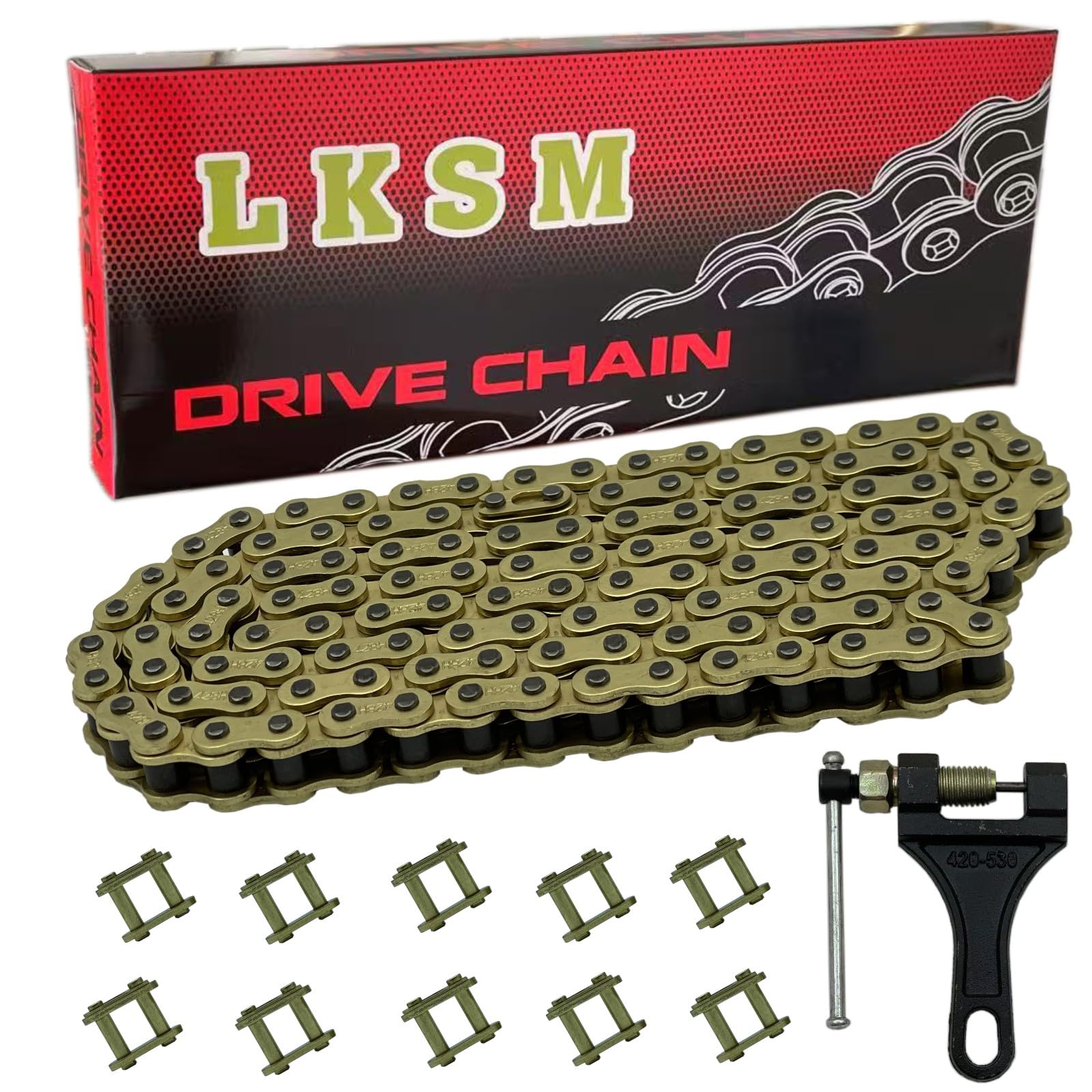 Amazon.com: LKSM 428H Motorcycle Chain Gold 140 Links with Chain