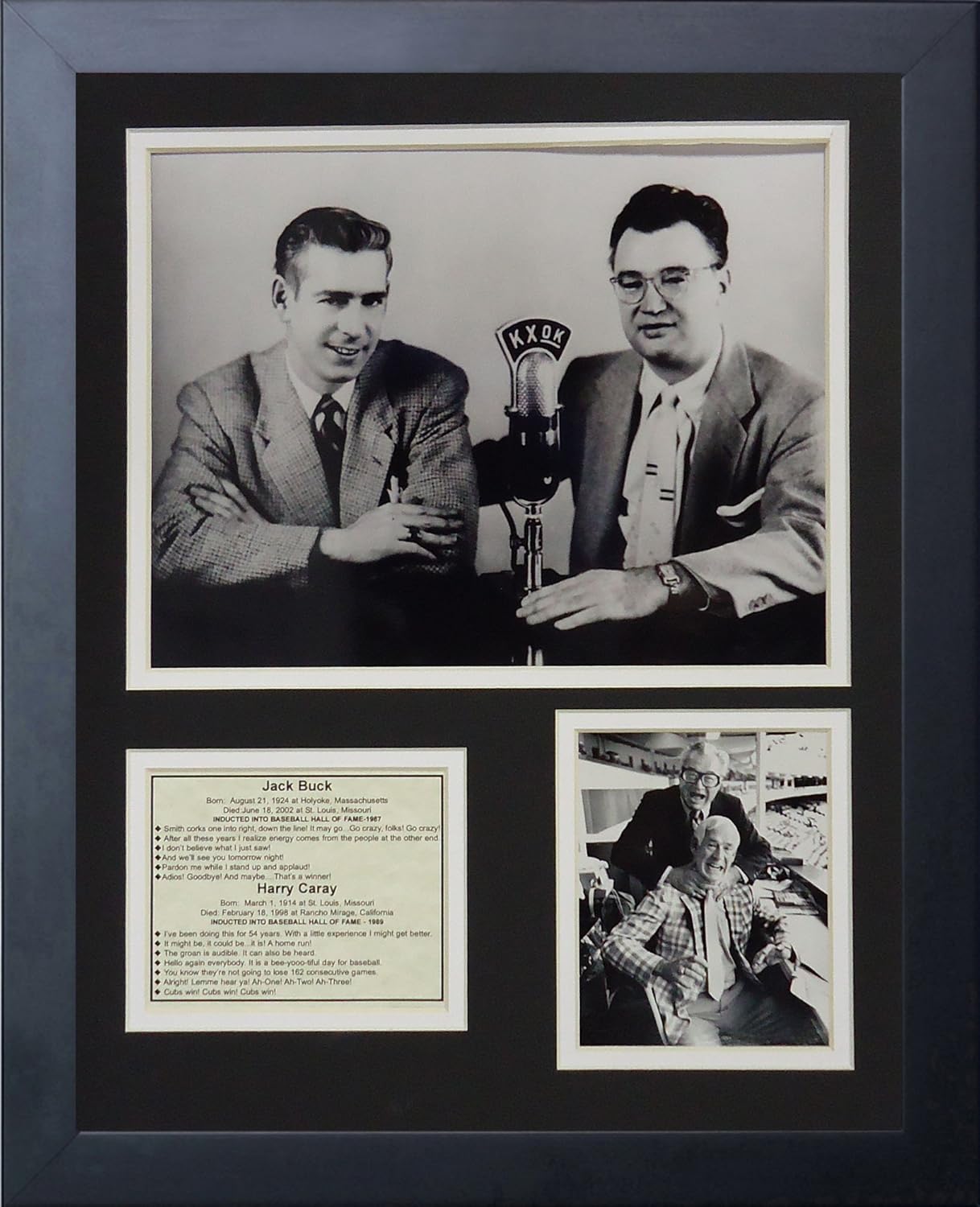Legends Never Die "Jack Buck and Harry Caray Framed Photo Collage, 11 x 14-Inch