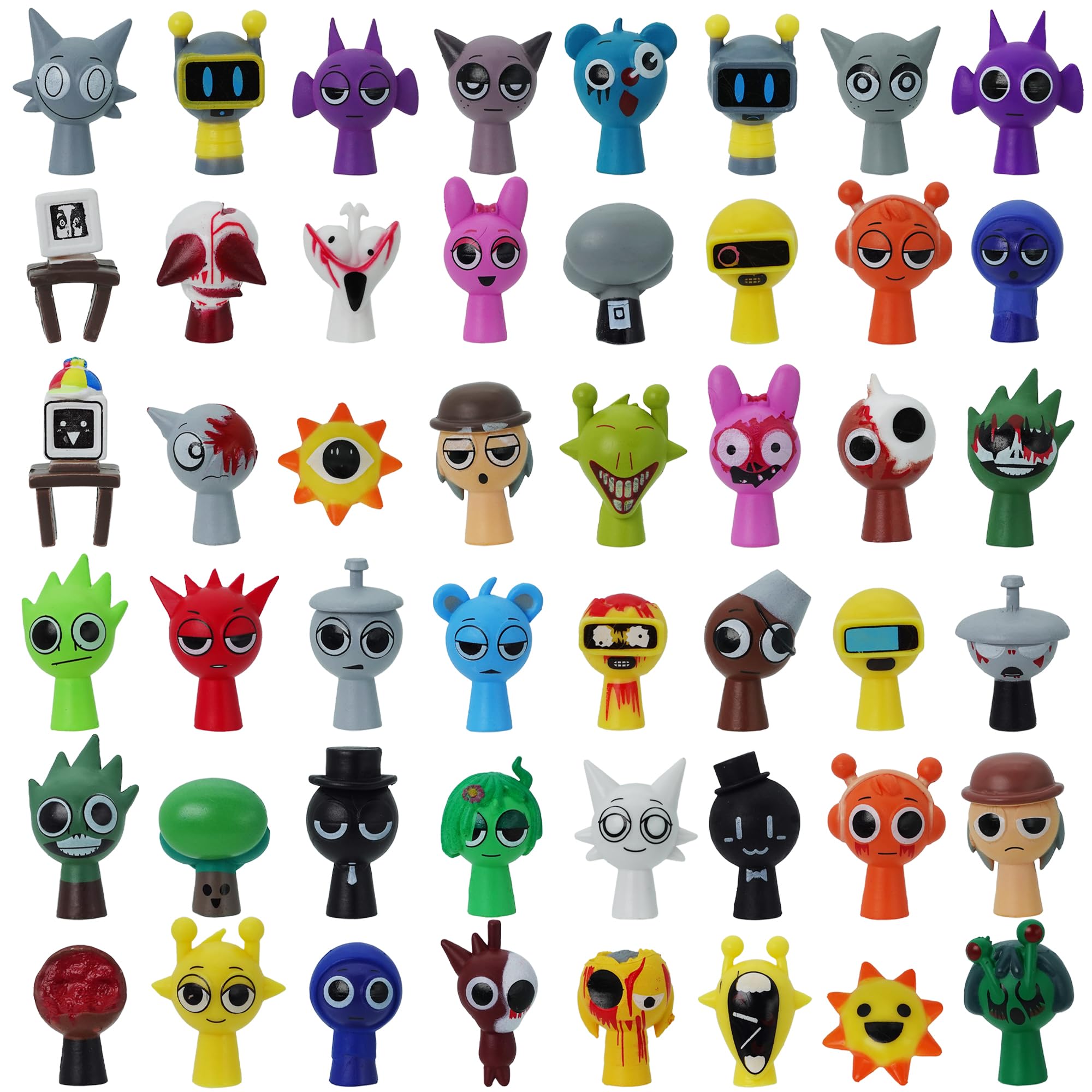 Gensly 48 Pcs Colorful Music Game Characters Figures Cartoon Mini Action Figures for Party Favors Funny Collectible Toys