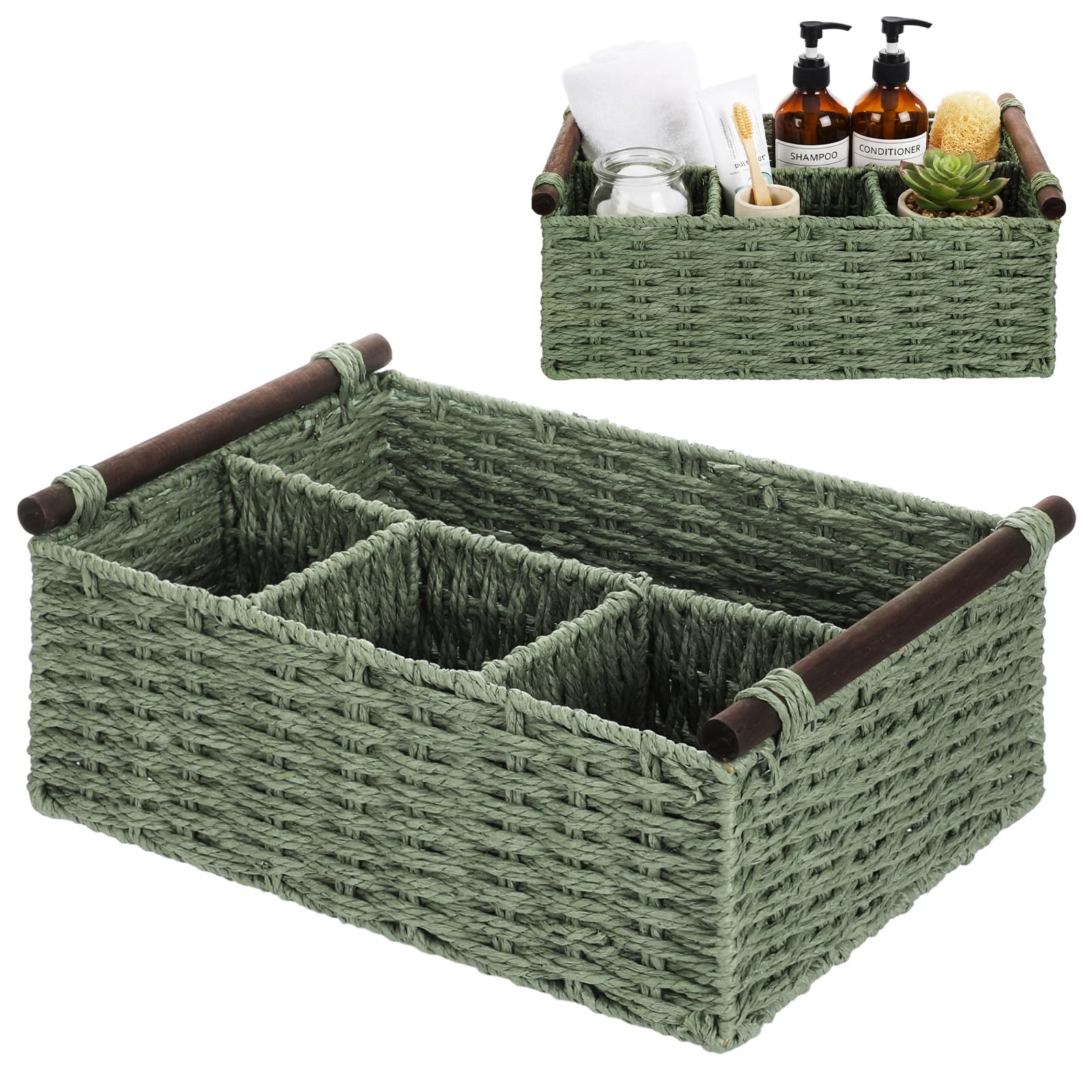 Photo 1 of Remerry Paper Rope Bathroom Organizer Caddy, Sage Green