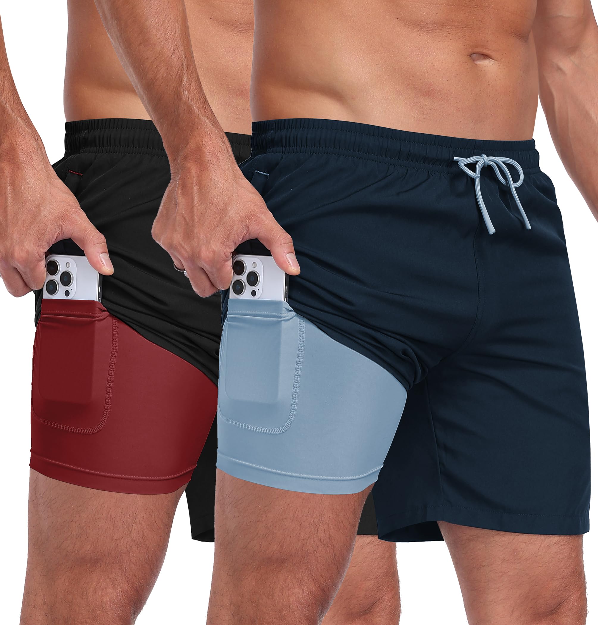 Zoofly Short de Bain Homme Léger avec Poche Zippée Short de Plage Doublure Compression Shorts de Sport Homme