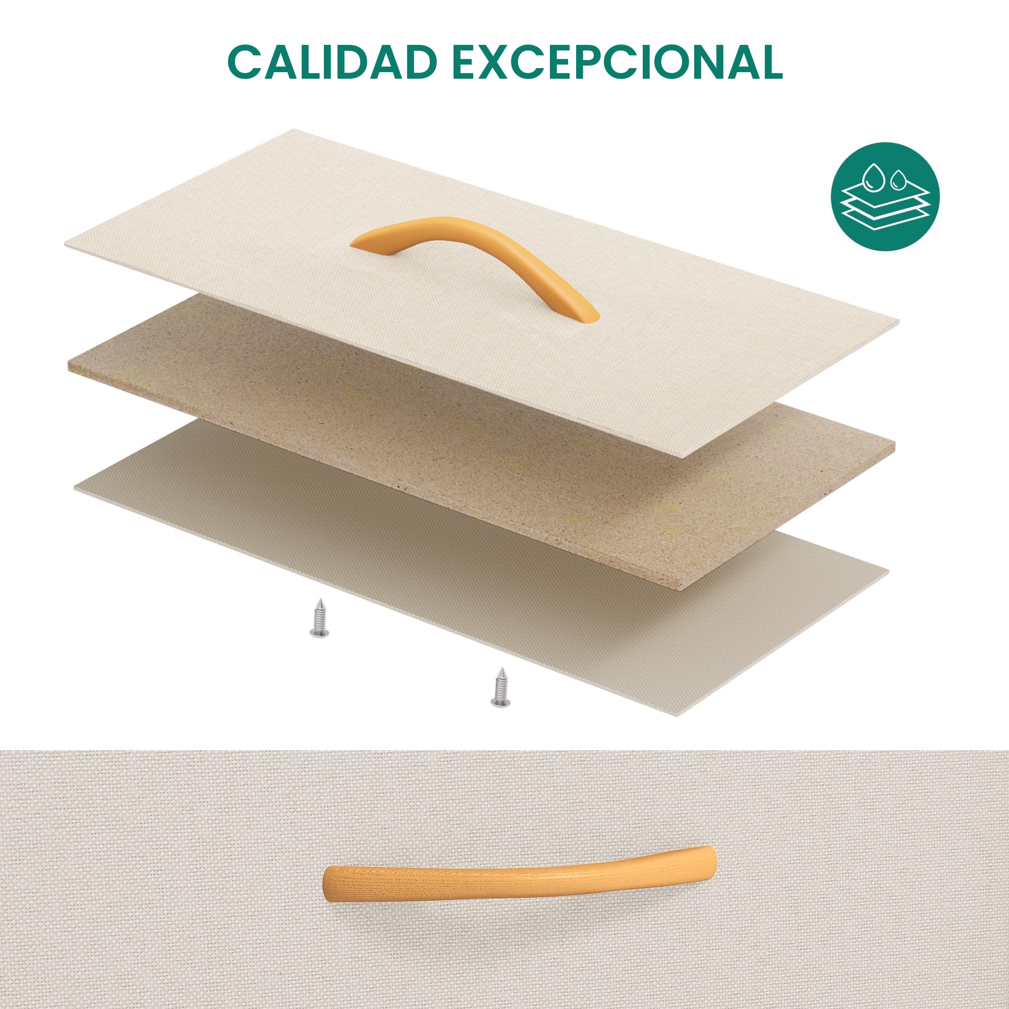 YITAHOME Cajonera de Tela con Bolsillos Laterales, Ganchos,Cómoda de Tela,Unidad de Almacenamiento,con 5 cajones Extraíbles,Cómoda de para Sala de Estar,Dormitorio, habitación Infantil,Beige