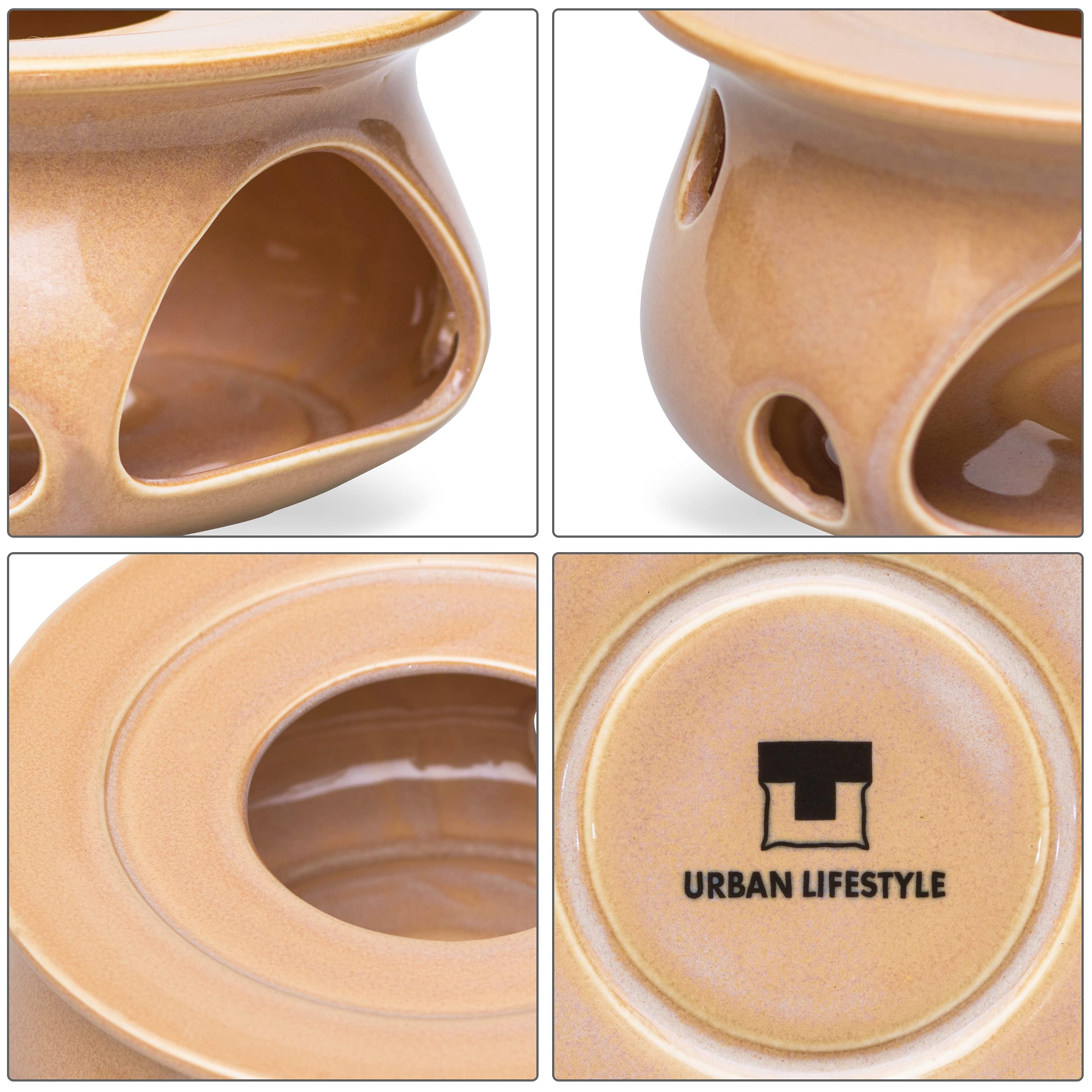 Urban Lifestyle Stövchen für Teekanne Teewärmer Keramik (Sand) Tee Ofen zum warmhalten der Teekanne oder Kaffeekanne Teekannenwärmer Stövchen Teekannenwärmer Teelicht