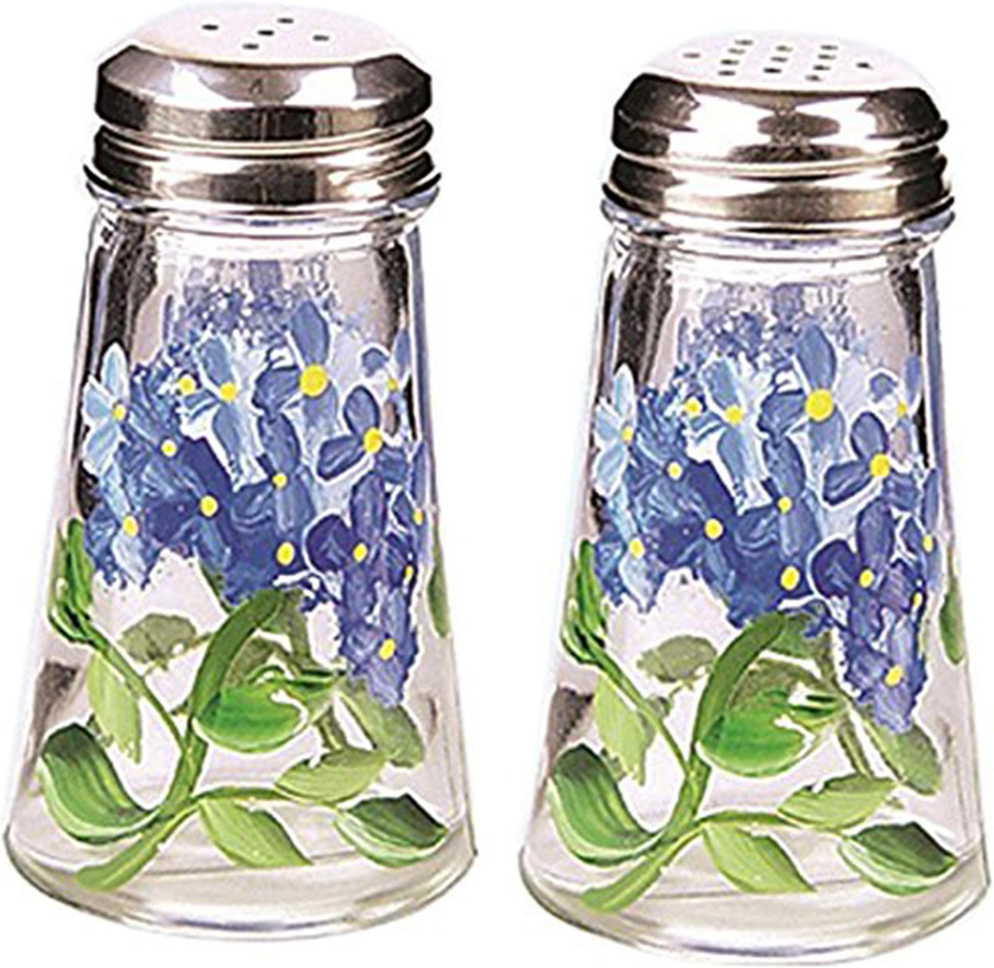 Grant Howard Hand Painted Tapered Salt and Pepper Shaker Set, Blue Hydrangeas, Blue