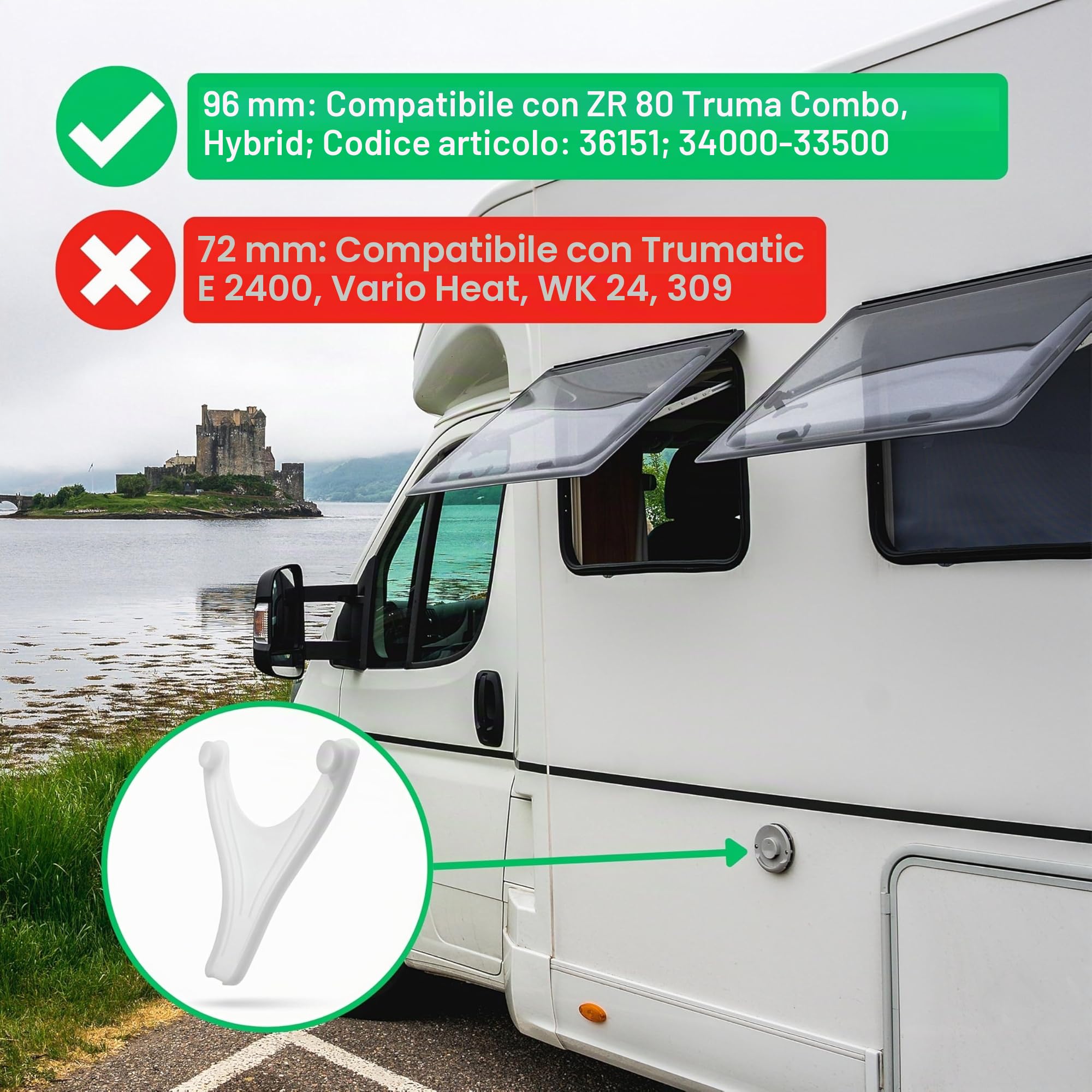 Your Day Mate ZR80 Scarico Condensa Riscaldamento Caravan, 1 Szt., Biały, 96 mm