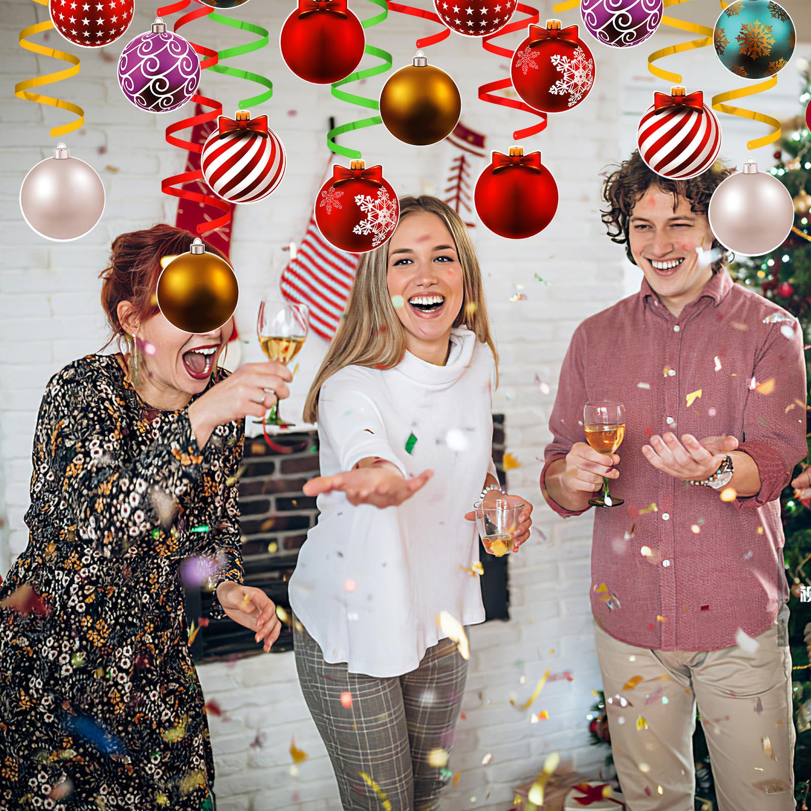 8 decorazioni natalizie per soffitto, ghirlande natalizie da soffitto, decorazioni natalizie da appendere, 2,7 m, ghirlanda natalizia da appendere al soffitto per Natale, Capodanno, feste