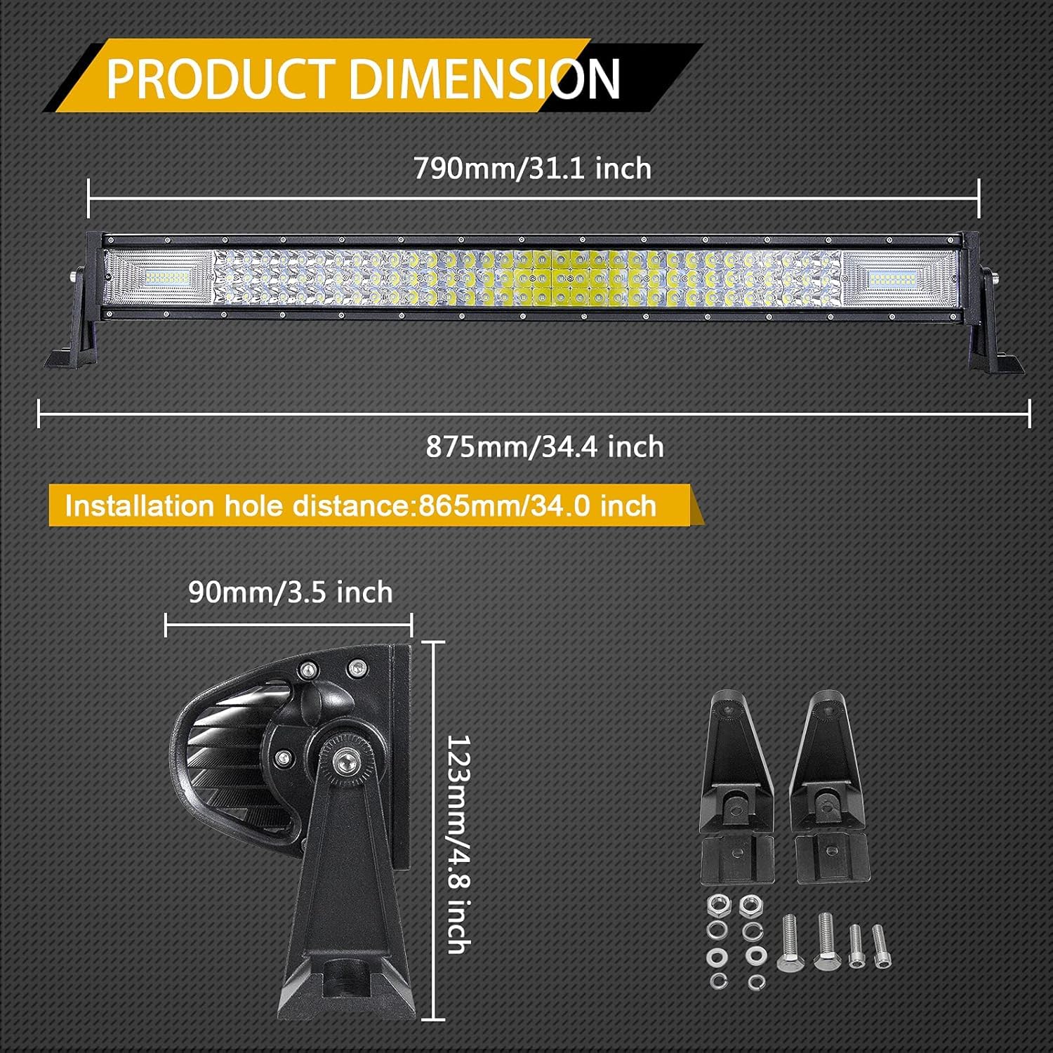 Willpower Listwa LED z uchwytem magnetycznym i okablowaniem 32 cale 405 W kombinacja punktowa i rampy powodziowej LED do 4x4 samochodów ciężarowych ciągników SUV ATV 4x4