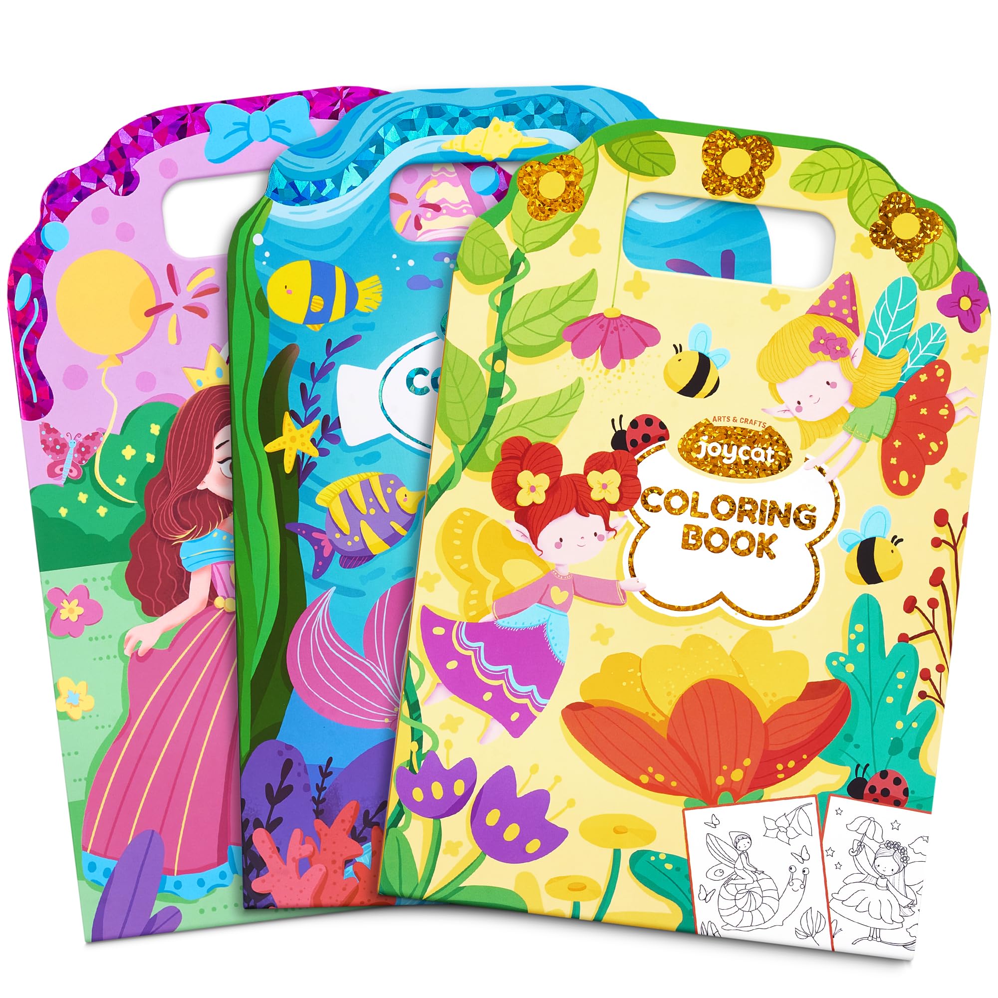 JoyCat Coloring Books for Kids Ages 4-8, 3 Pack, Princess, Mermaid &amp; Fairy