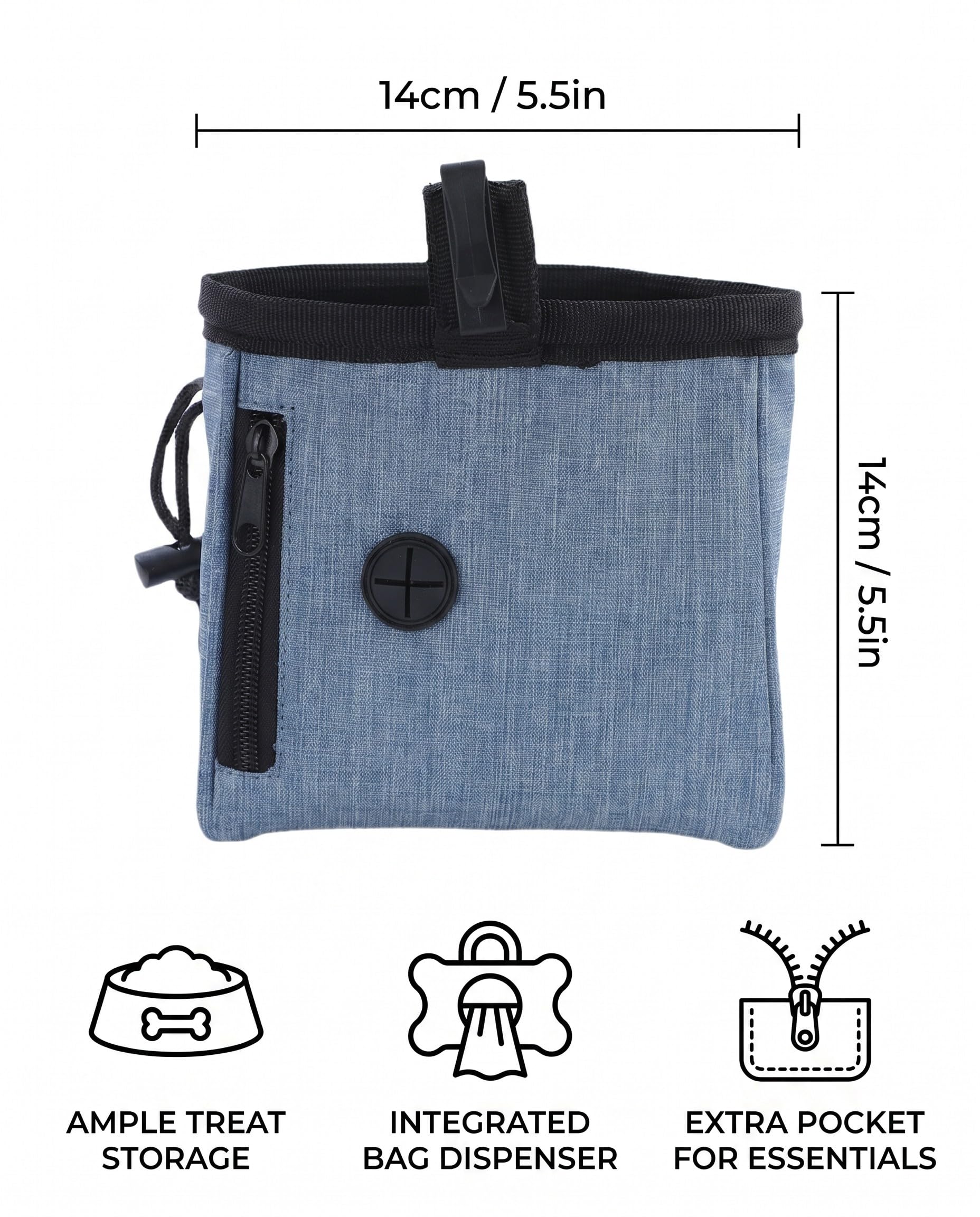 Sacca Porta Snack Cani Blu, Multifunzionale con Dispenser Sacchetti e Cintura Regolabile. Essenziale per Addestramento e Passeggiate a Mani Libere.