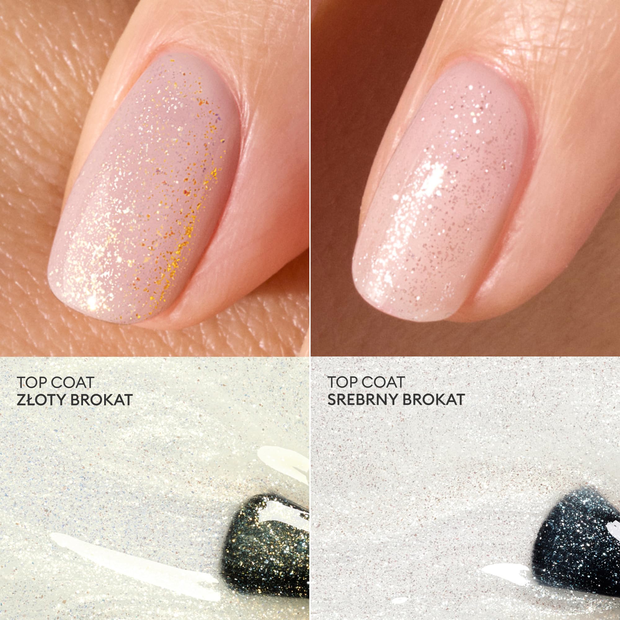 Manucurist - Green™ Złoty Brokatowy Top Coat - Lakier do Paznokci z Efektem Żelowym bez Lampy - Blask i Trwałość do 7 dni - 79,5% Składników Pochodzenia Naturalnego - 15 ml