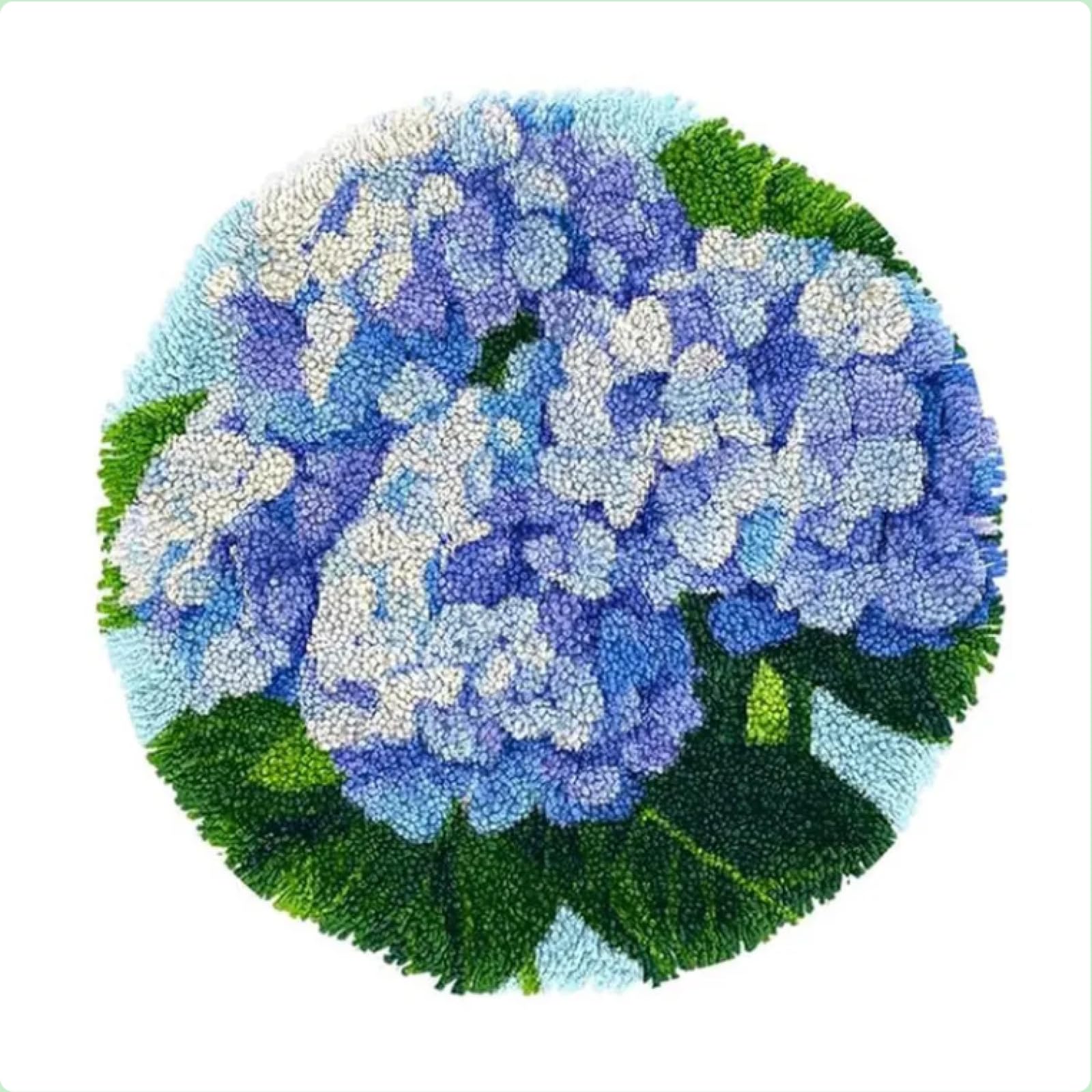 Hydrangea Flowers Stamped Latch Hook Rug Kit: DIY Crochet Carpet