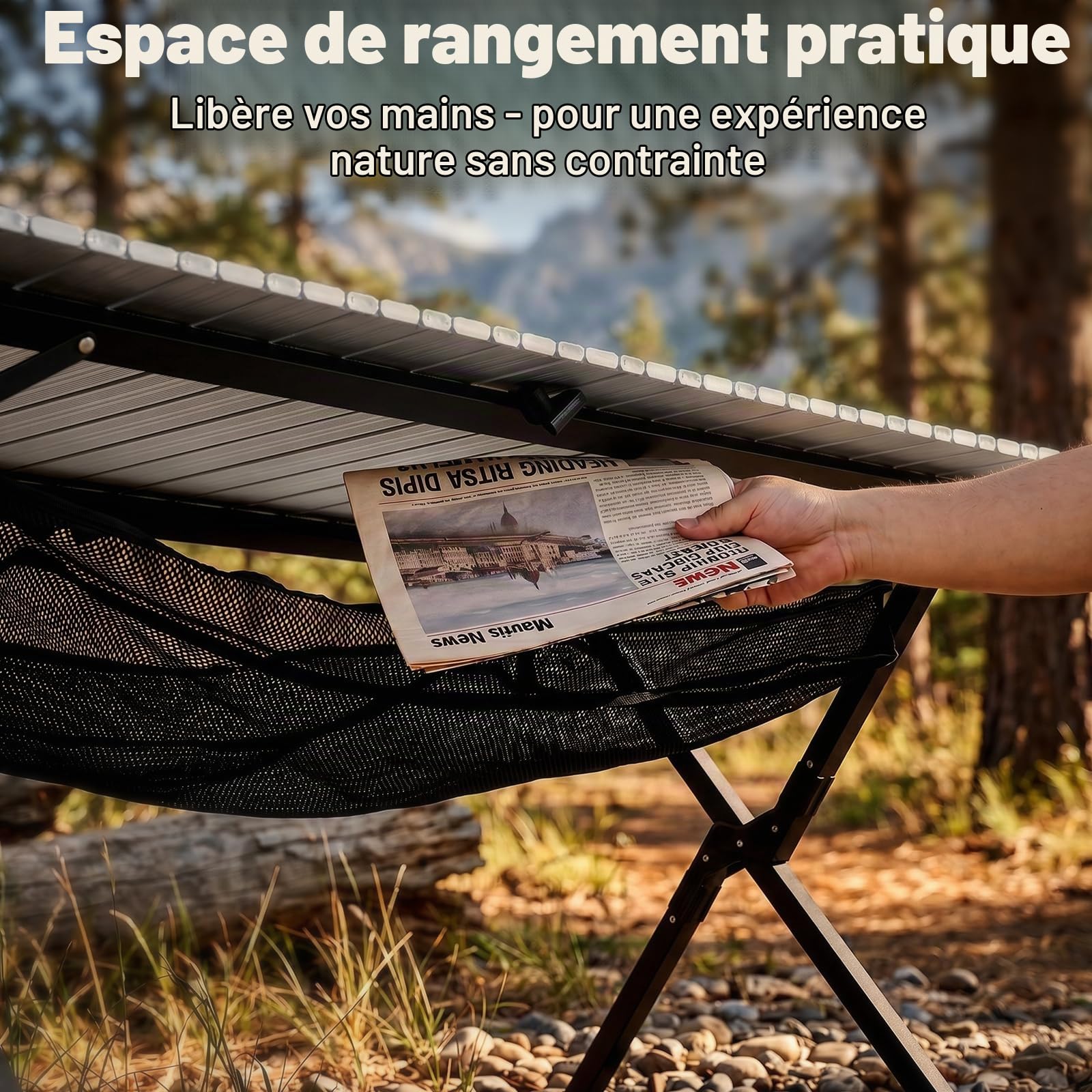 HAUSPROFI Table de camping pliable 120 x 70 x 70 cm pour 4 à 6 personnes, en aluminium, charge maximale : 100 kg, table pliante avec sac de transport, table d'extérieur portable pour camping