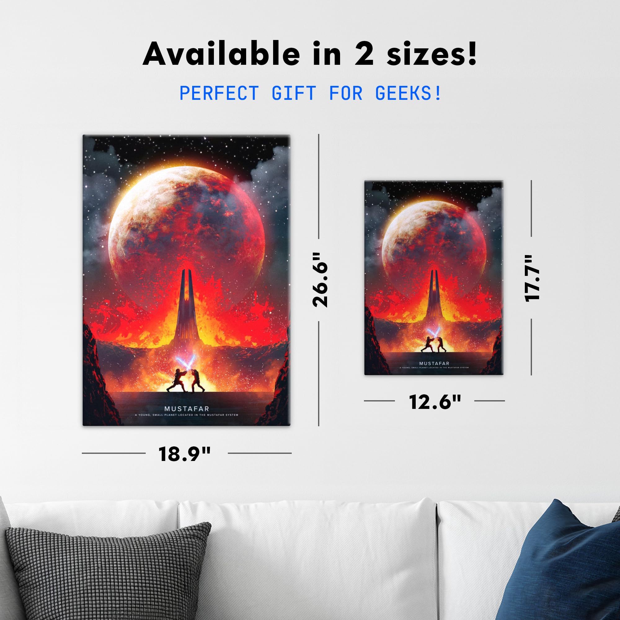 Displate Metall poster Star Wars Planets Mustafar Größe M | Bild Plakate für Schlafzimmer Dekor, Geschenke. Magnetische Befestigung Wandposter, Wanddeko. Metall Wandkunst.