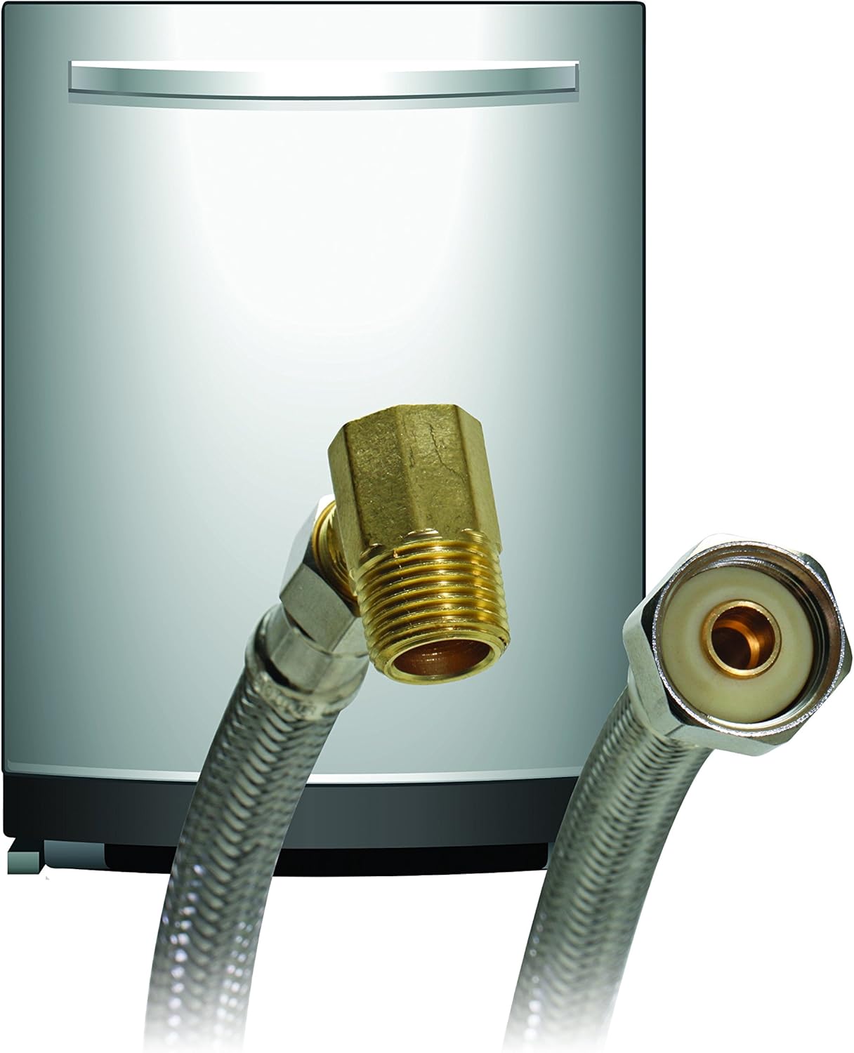 Fluidmaster B1W60 Dishwasher Connector With 3/8-Inch Elbow Fitting, Braided Stainless Steel - 3/8 Female Compression Thread x 1/2 F.I.P. Thread, 5 Ft. (60-Inch) Length