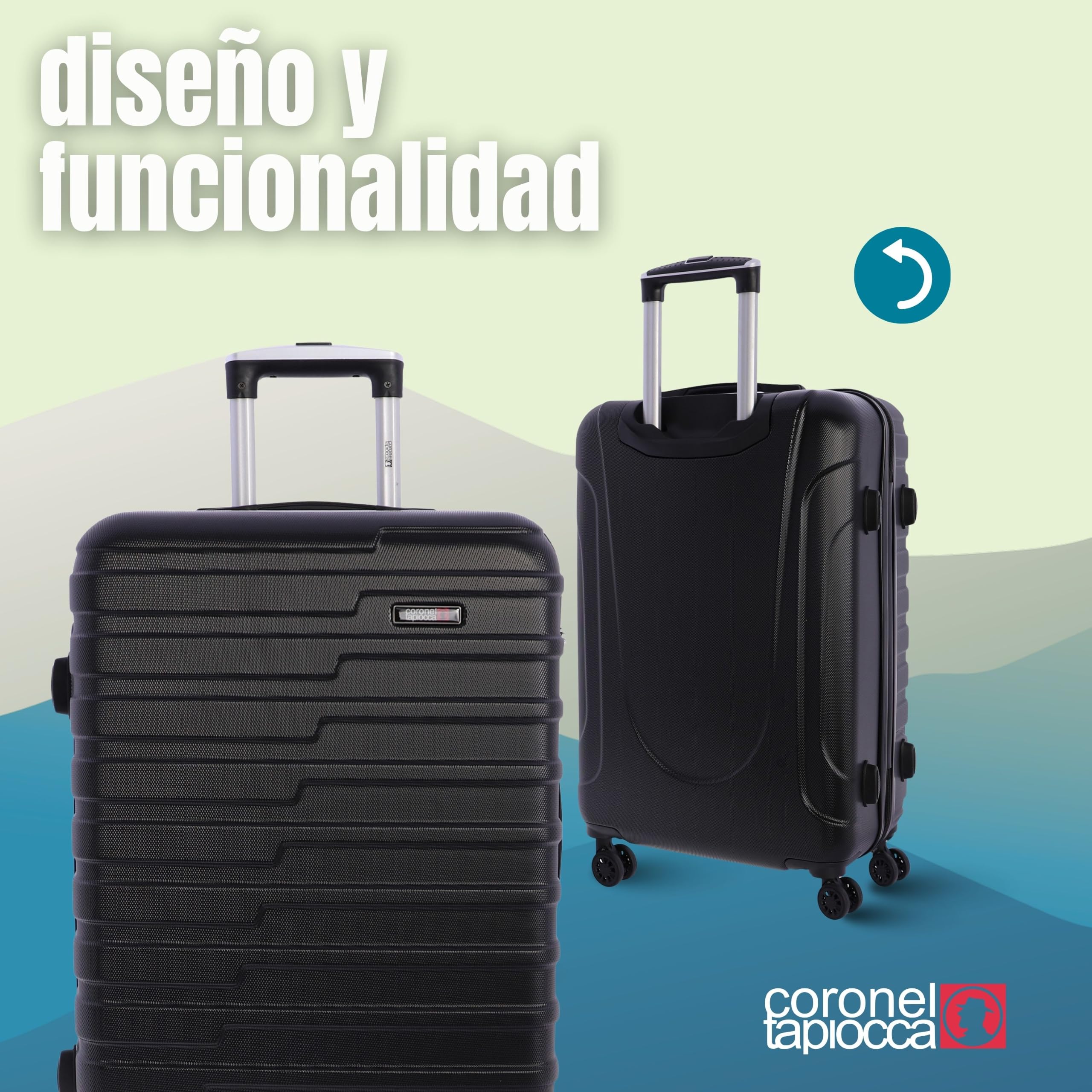 Coronel Tapioca Maleta Mediana 23 kg Maleta de Viaje Rígida con Cierre TSA | 4 Ruedas Dobles 360º, Candado Numérico y Asa Telescópica | Equipaje Resistente al Agua para Viajes en Avión