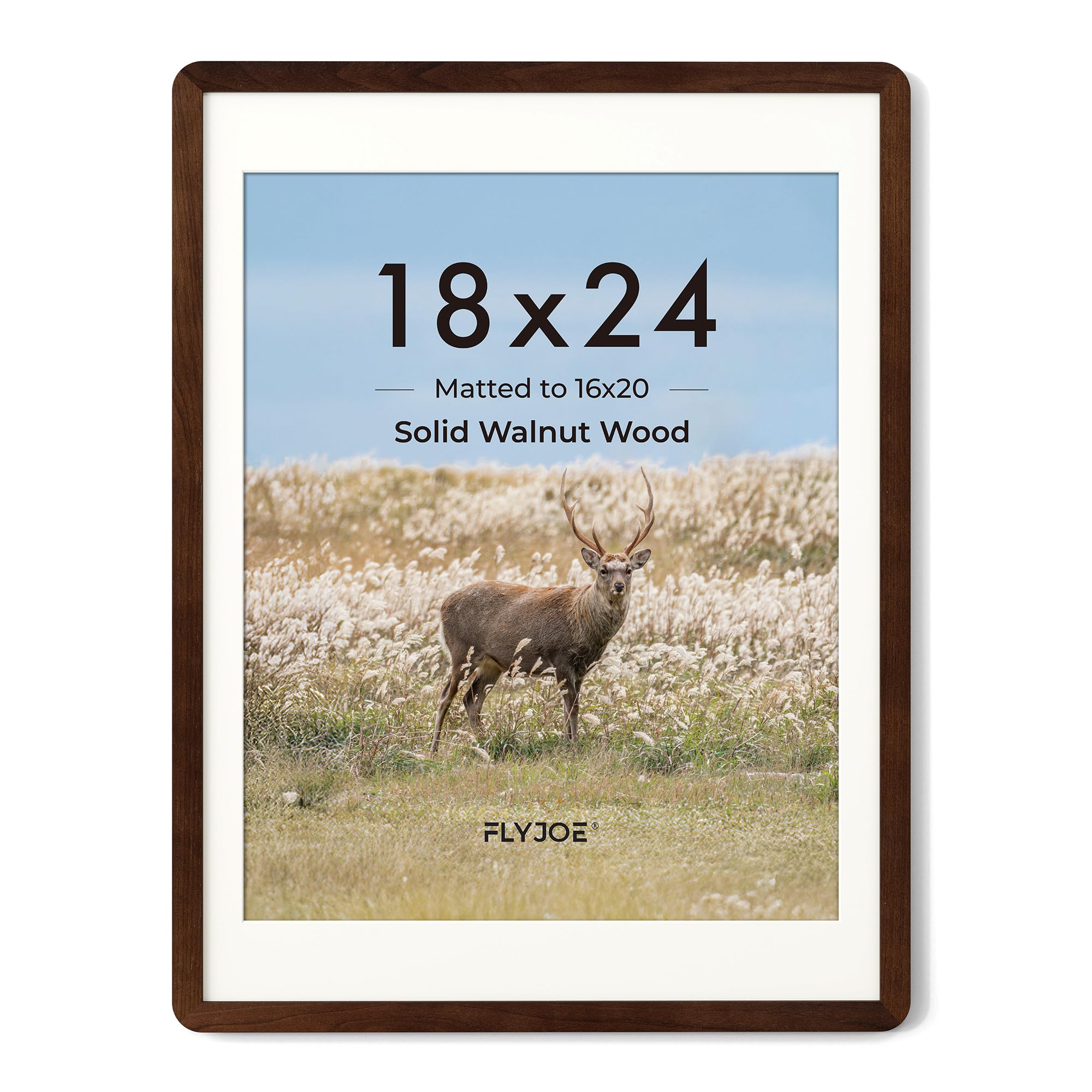 FLYJOE 18 x 24 Poster Frame - Solid Walnut Wood 24x18 Poster Frame, 18 x 24 Picture Frame…