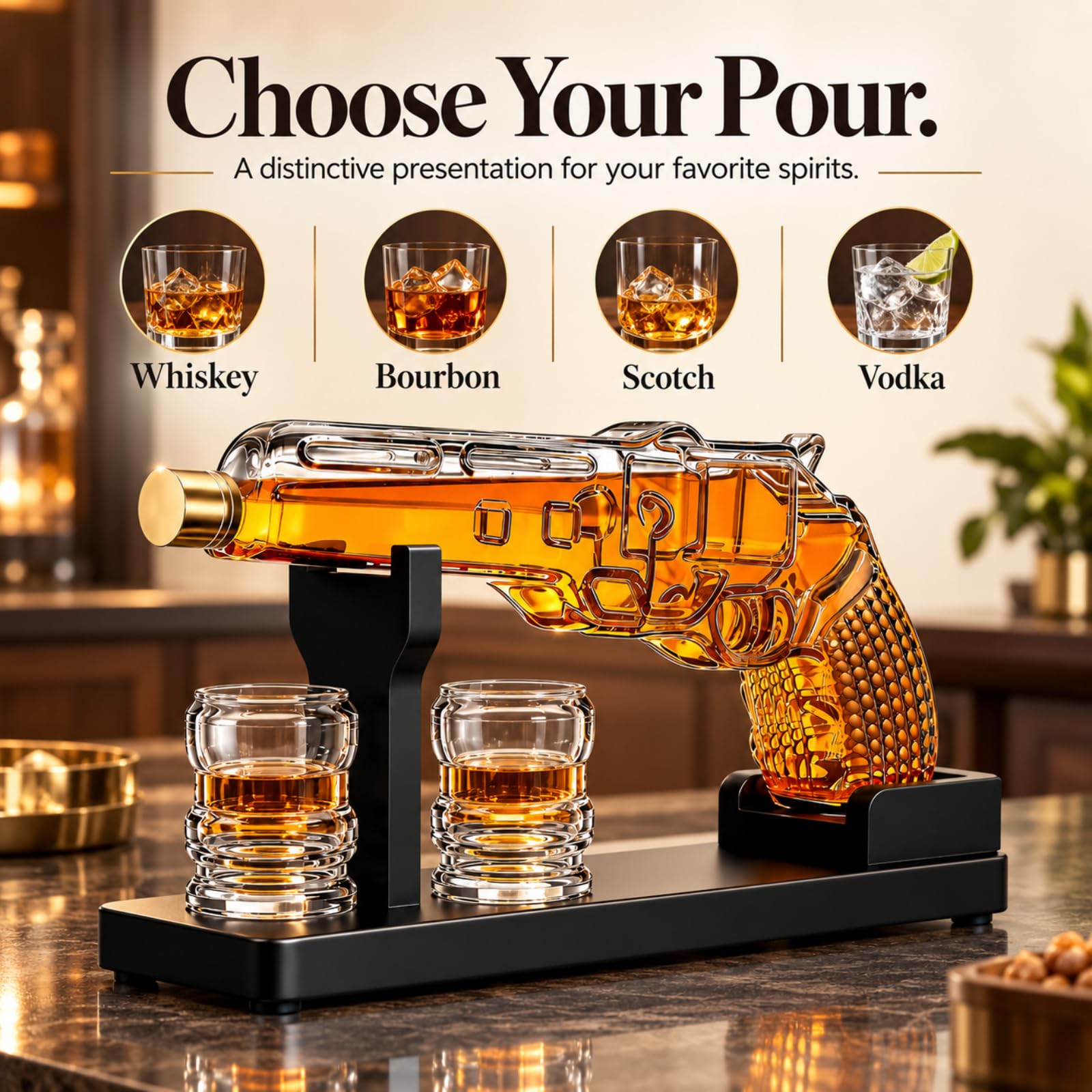 Amazon.com | Gifts for Men Dad, 9 Oz Whiskey Gun Decanter Set