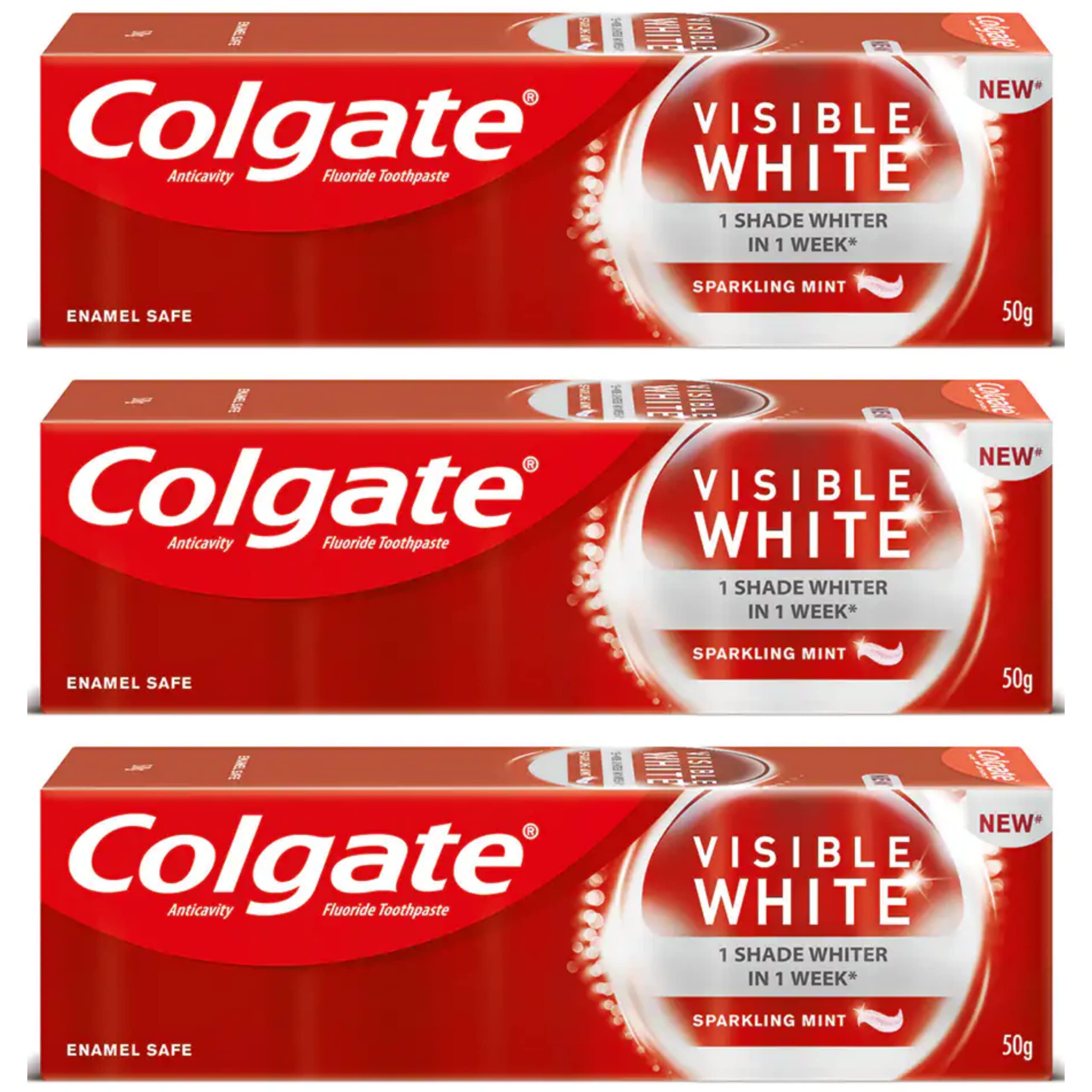 Colgate Toothpaste - Visible White (Sparkling Mint) (50g) (Pack of 3) (B014CU3TX8) Amazon Price History, Amazon Price Tracker