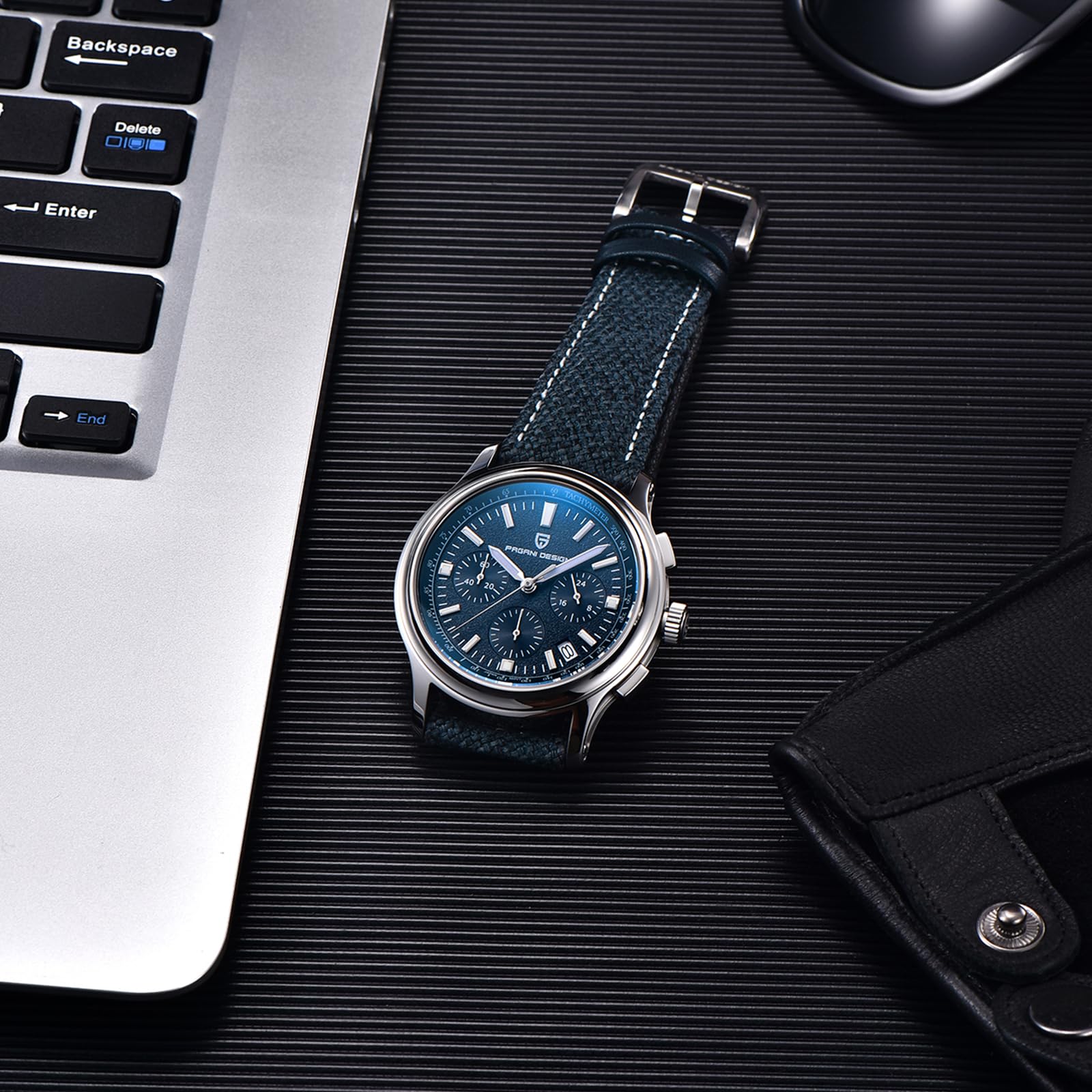 Pagani Design PD-1781 męski zegarek kwarcowy, męski chronograf, japoński mechanizm VK63, szkło szafirowe AR, skórzany pasek, wodoszczelny zegarek 100 m