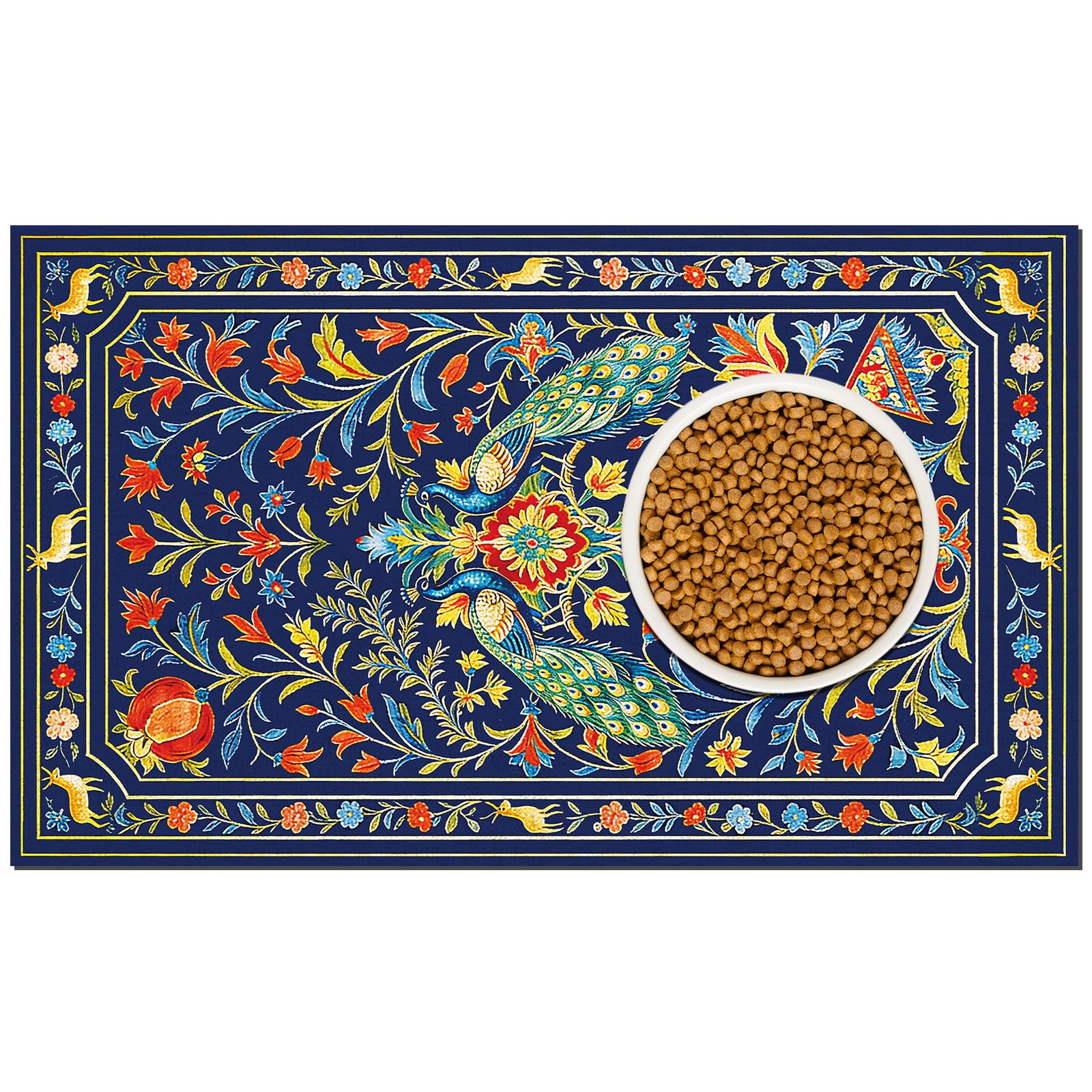 Tapis de nourriture pour chien et chat absorbant et antidérapant gris