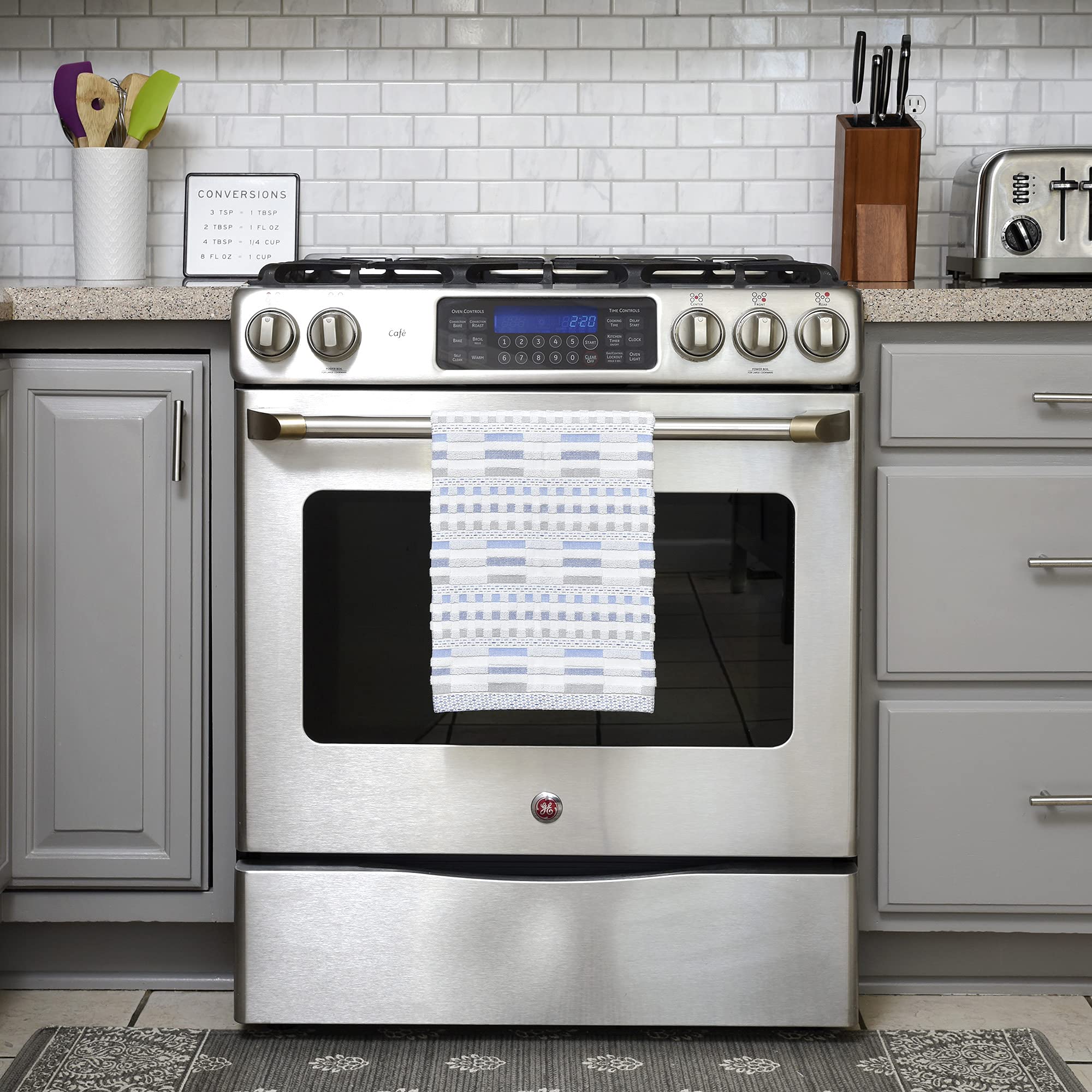 Delilah Home Sea Pines Kitchen Towels – Super Soft and Comfy Kitchen Cloth Napkins Made from Organic Cotton Material for Drying, Wiping, or Cleaning – Sea Blue (Pack of 4)