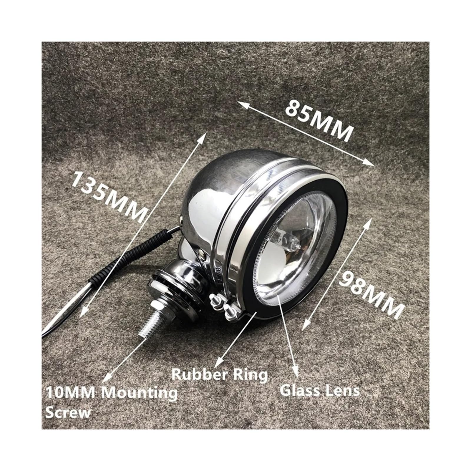 Avant Lampe Pour Triumph Pour Cafe Racer 10MM Chrome Métal Universel Moto Spot Lumière Auxiliaire Antibrouillard Avec Lentille En Verre Scooter Moto Indicateur Avant Phare Avant Moto