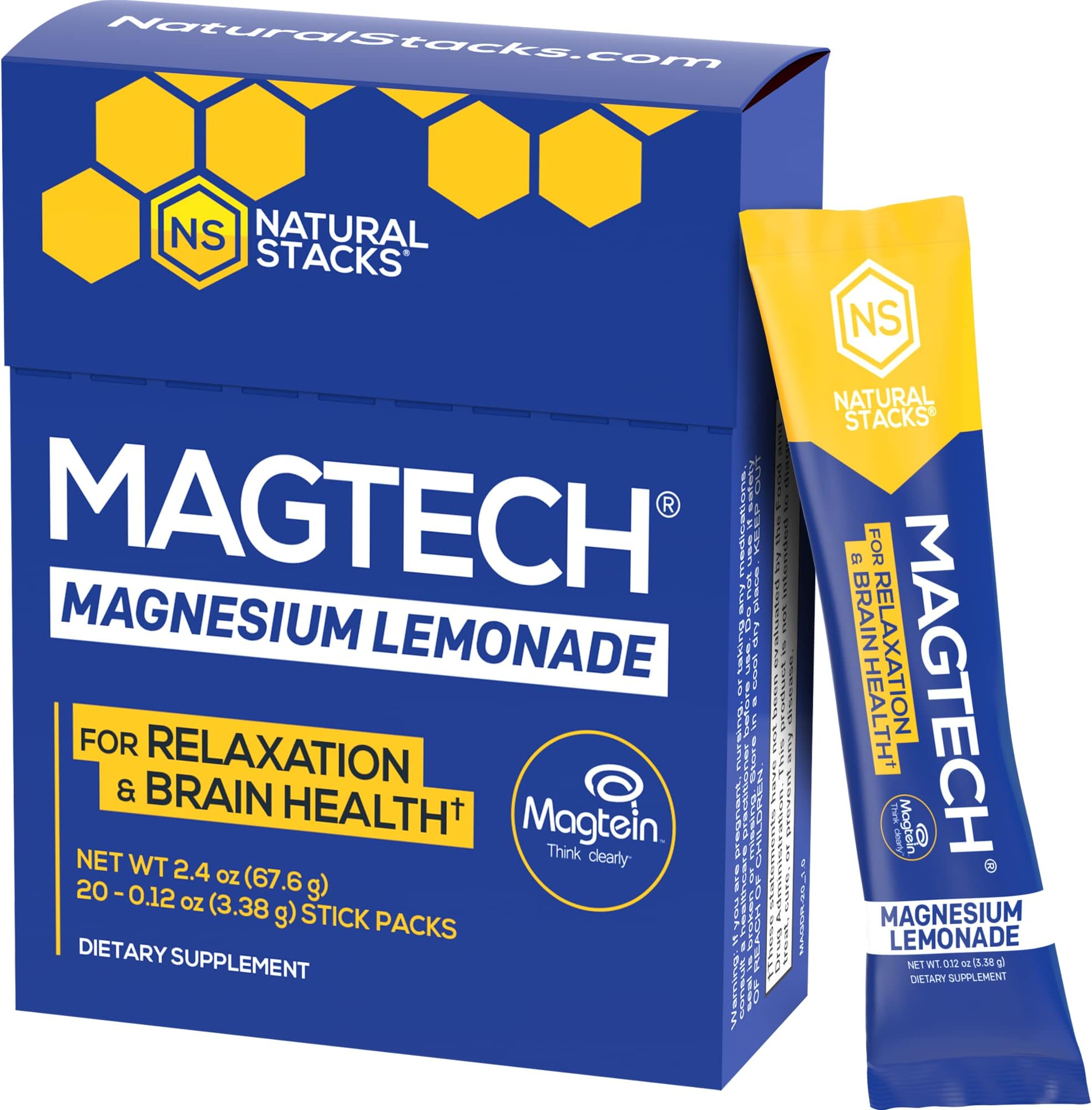 MagTech Magnesium Lemonade Drink Mix Chelated Magnesium Complex 3 Forms of