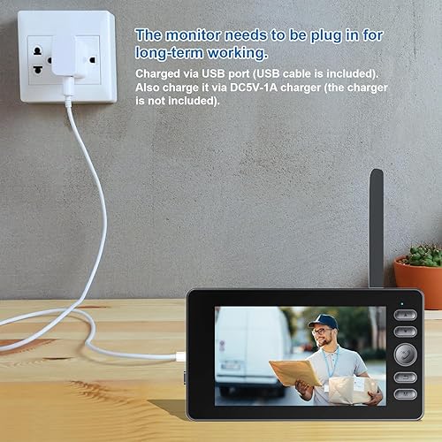 Miniatura 6 de Timbre de puerta inalámbrico sin suscripción, portero bidireccional, IPX65 impermeable, pantalla de 4.3 pulgadas, ángulo de visión de 170, sin