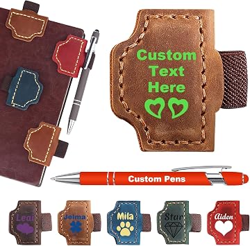Custom Magnetic Bookmark with Pen Holder and Personalized Pen, Multiple Pen Colors, Customized Name Text Logo, Great Gift for Book Lovers Style 1 - Printed