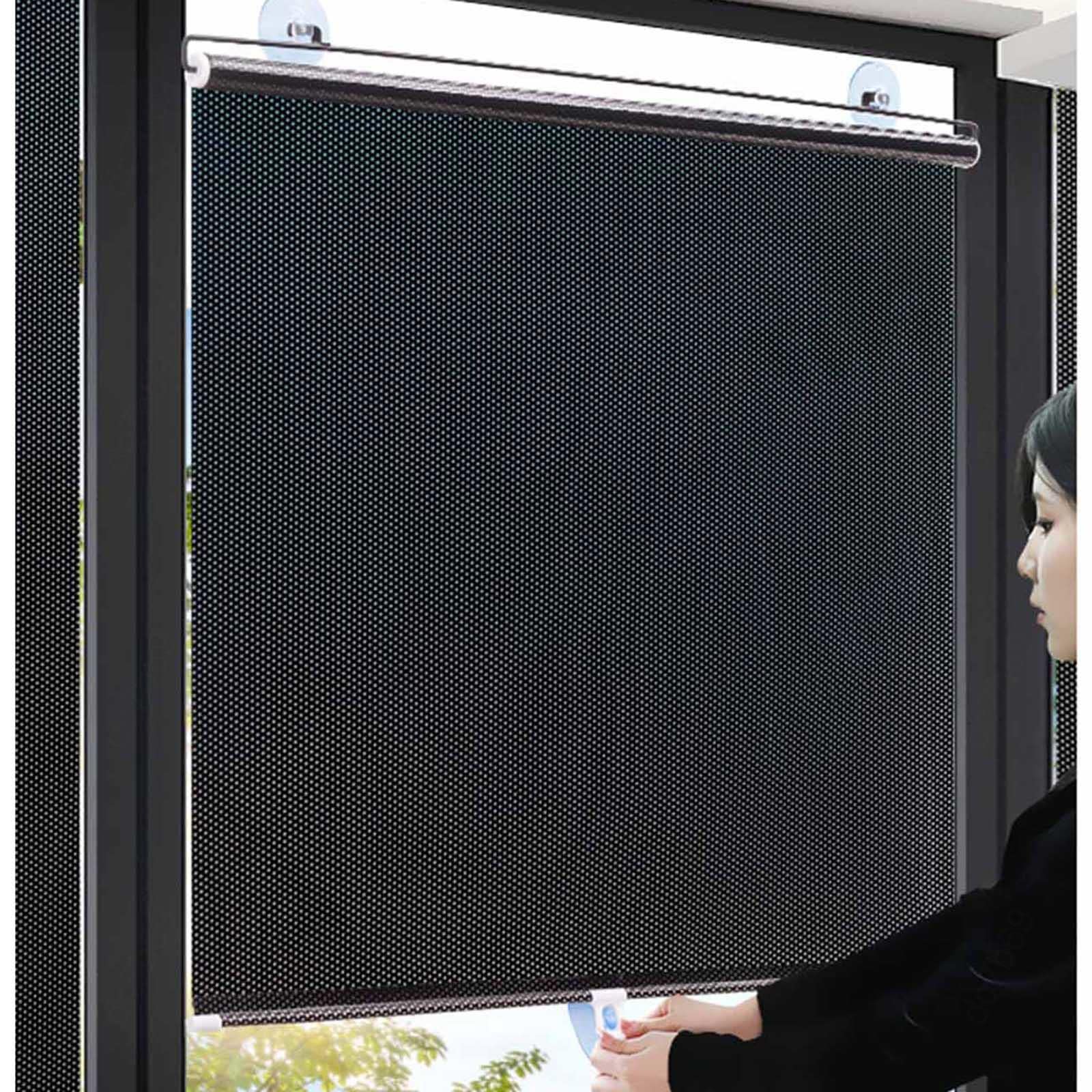 Sonakia Black Out Roller Blind With Suction Cup, Out Curtains Without Drilling, Sunshade Roller Blinds For Windows And Doors, 50X125/68X125cm Temporary Blinds,58X125cm/23 * 49In