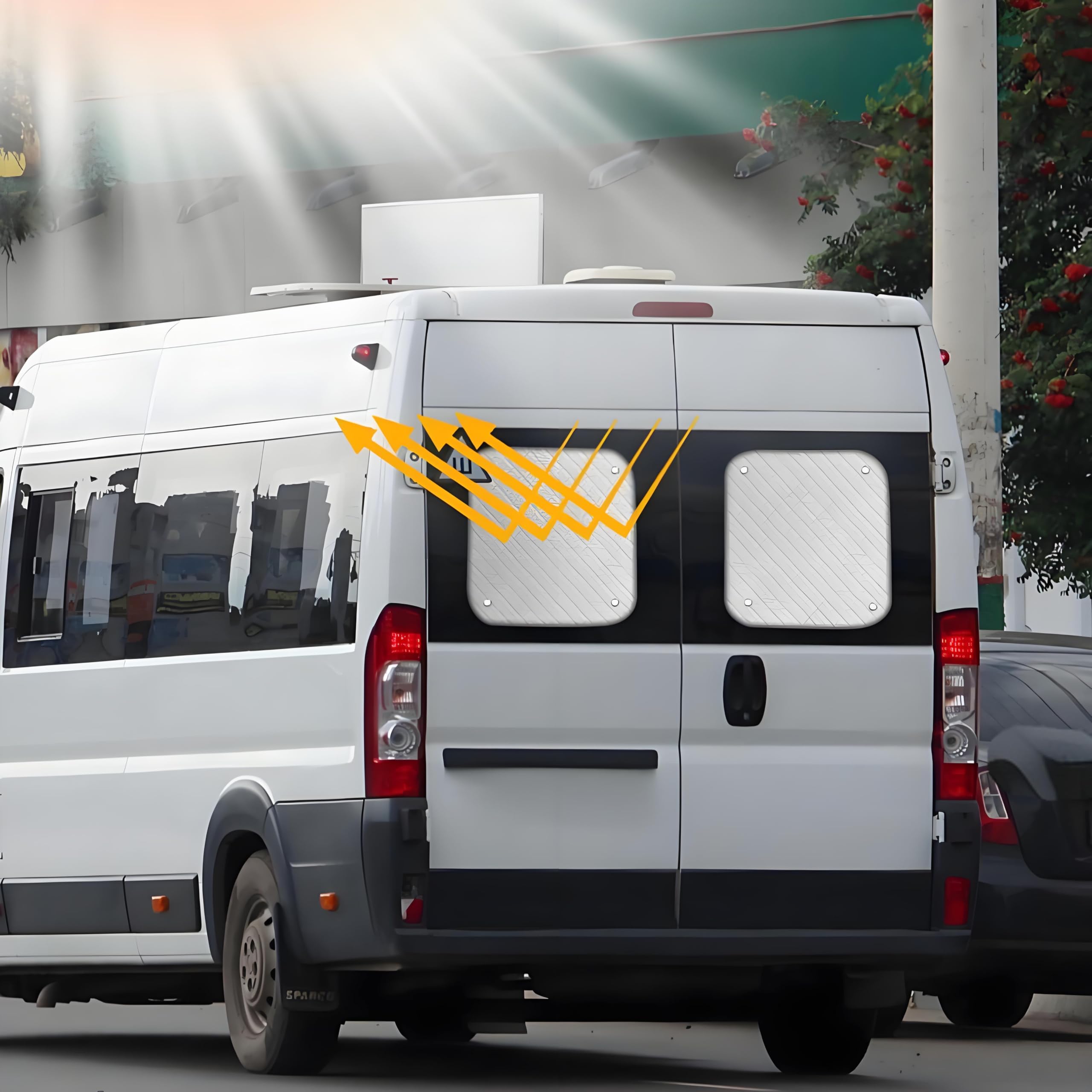 Parasol Ventanas Traseras Coche Compatibles con Fiat Ducato 2006-2025, Parasoles Térmicos Internos, Parasoles para La Ventana Trasera de Dos Puertas