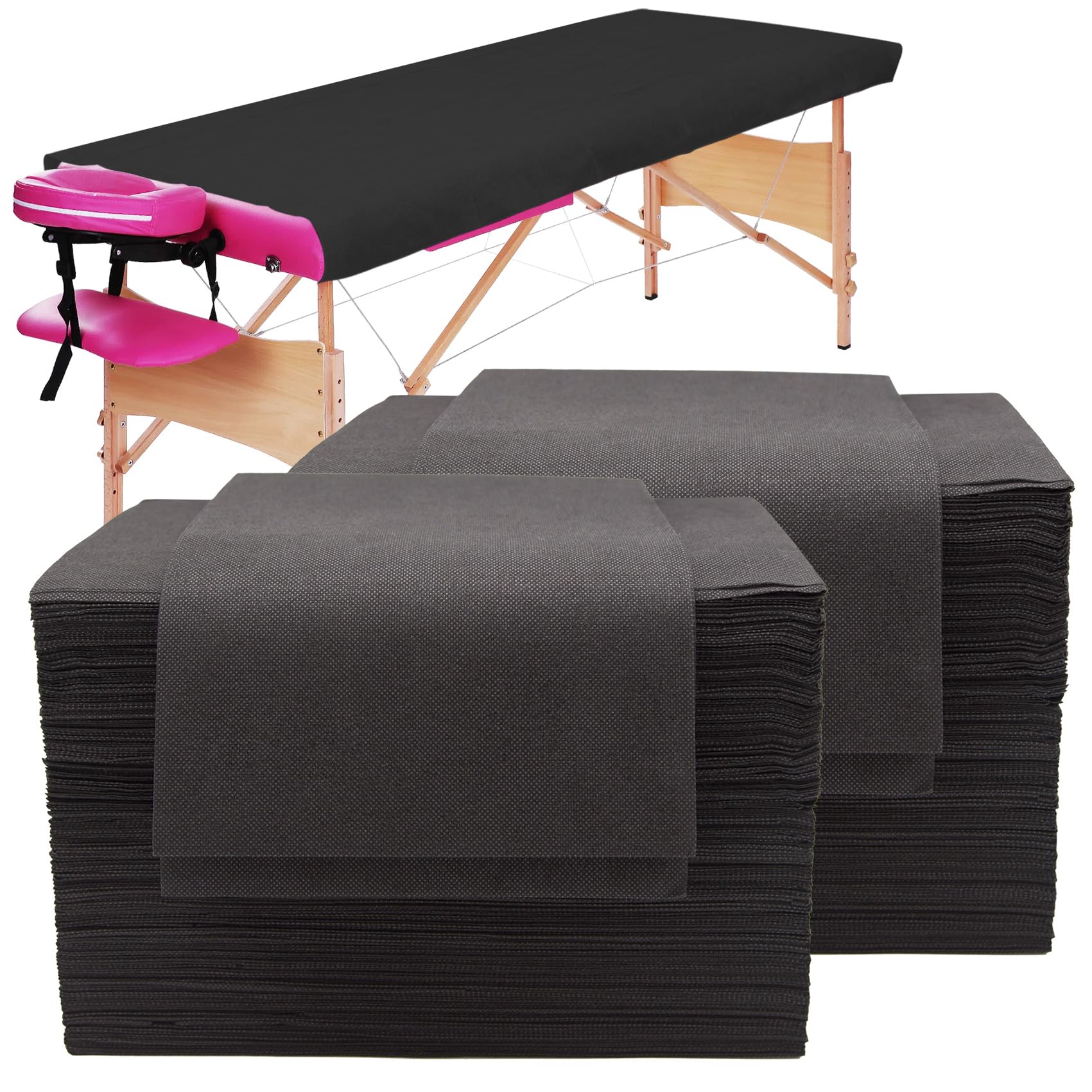 Photo 1 of 100PCS Large Disposable Massage Table Sheets, 31" X 79" Black Breathable Disposable Bed Sheets for Massage Beauty Salon, SPA Bed Sheets Lash Wax Tattoo Bed Covers, Soft Non Woven Fabric