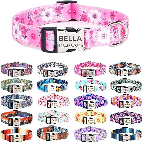 Collares de perro personalizados personalizados con etiquetas de identificación grabadas, placa de nombre, número de teléfono, collares de perro