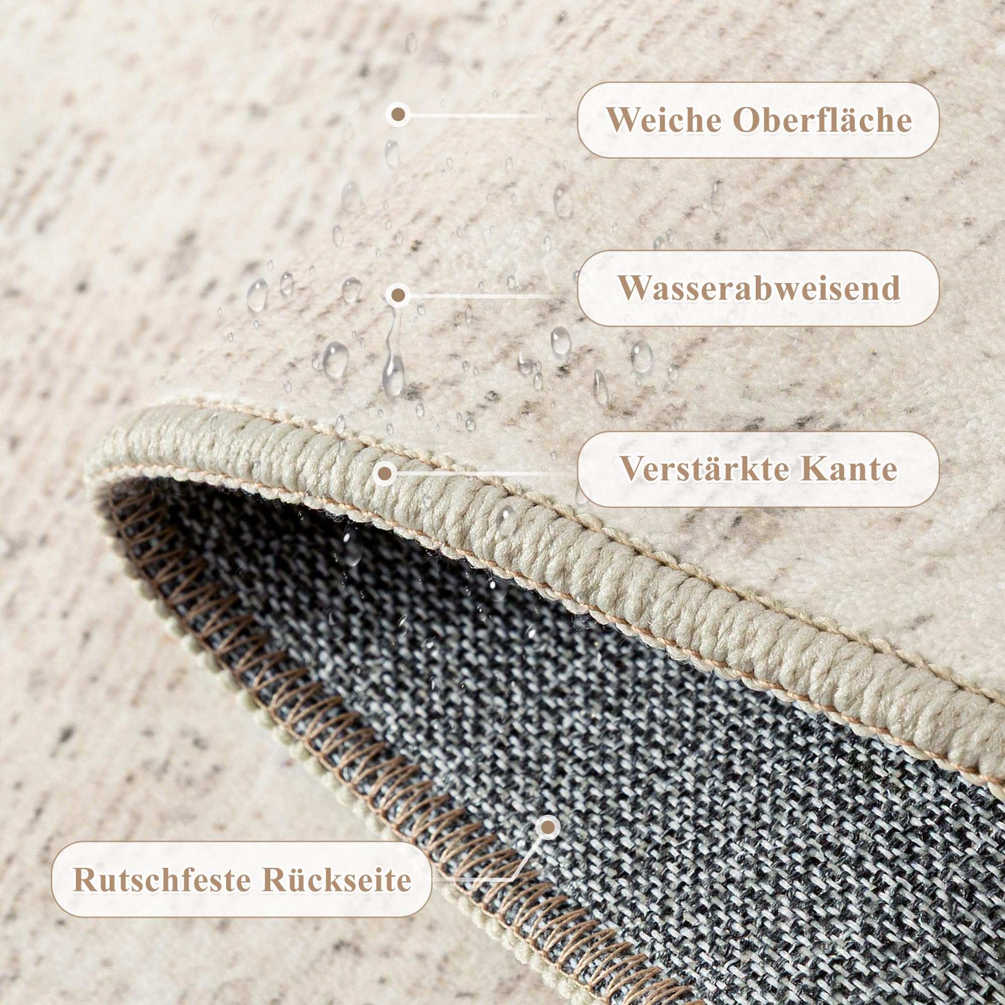 PureCozy Fußmatte Teppich 60x90cm Beige Fussmatte Waschbarer Modern Abstrakt TeppichläUfer Küchen Wohnzimmer Schlafzimmer Bettvorleger Teppiche rutschfest Kurzflor Weich
