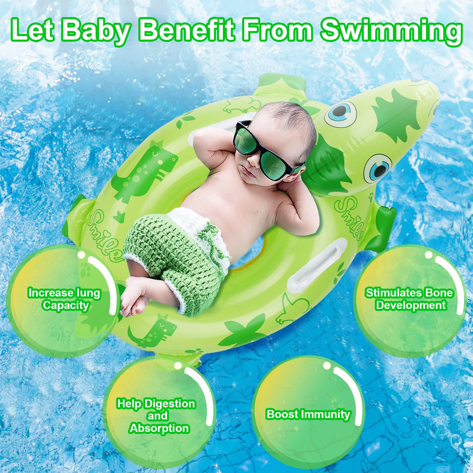 Flotador De Dinosaurio Inflable Para Bebés – Anillo De Natación Con Asiento Suave, PVC Resistente, Ideal Para 6 Meses A 3 Años, Hasta 25 Kg