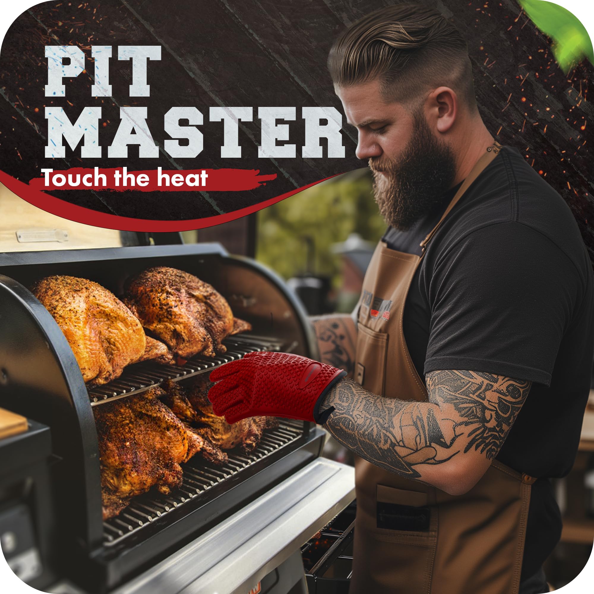 KITCHEN PERFECTION Silicone Smoker Oven Gloves - Extreme Heat