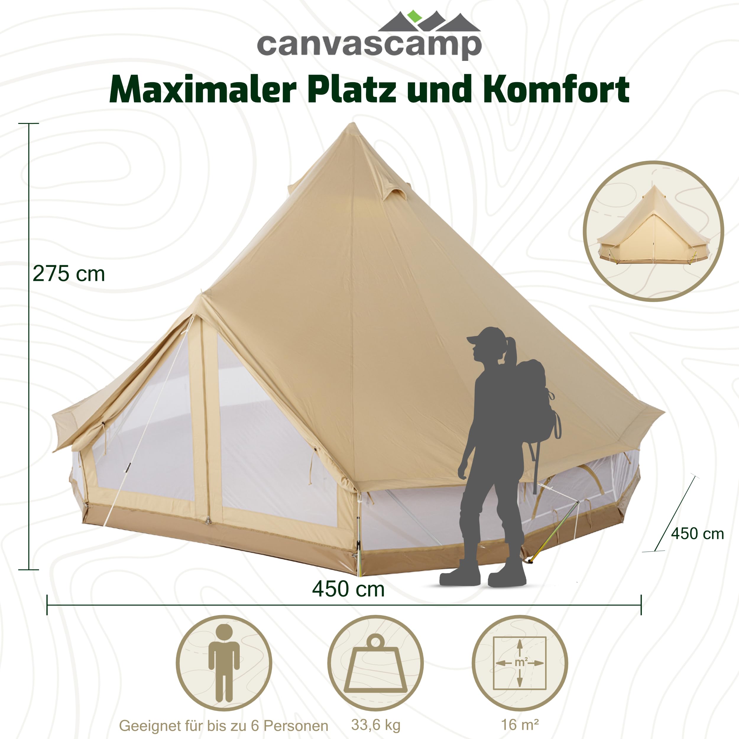 CanvasCamp Sibley 450 Ultimate 6 Person Tent Waterproof with