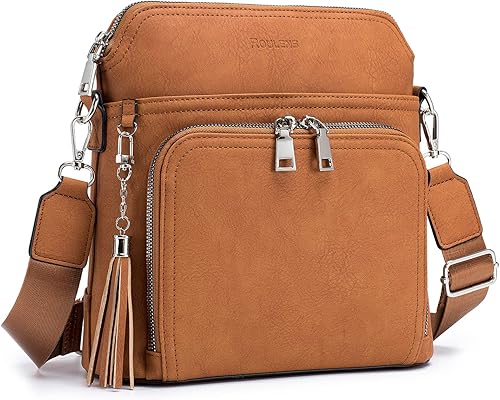 Bolso cruzado para mujer, ligero, mediano, de cuero suave, bolso de hombro con borla