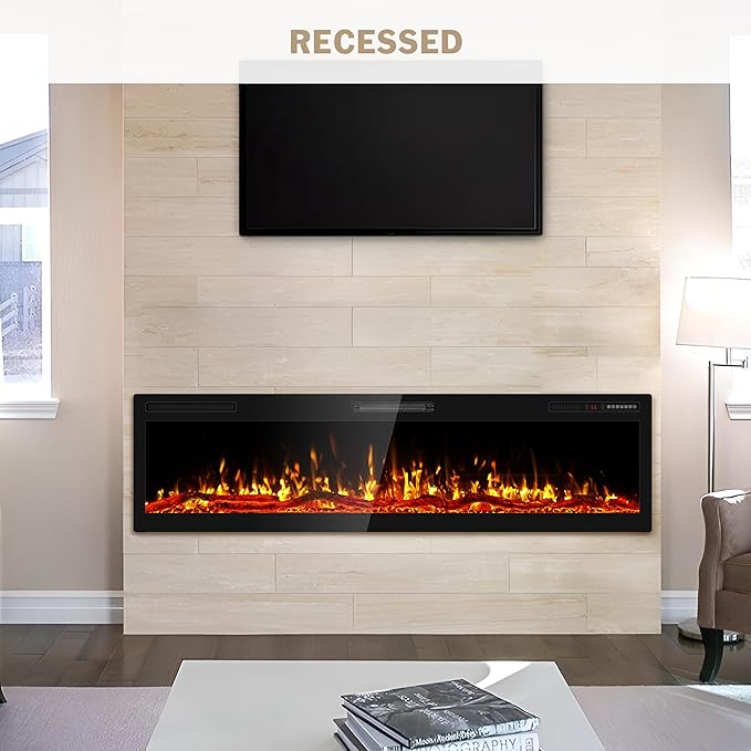 Chimenea Eléctrica Ludatido 68 Pulgadas Empotrable con Control Remoto miniatura 9