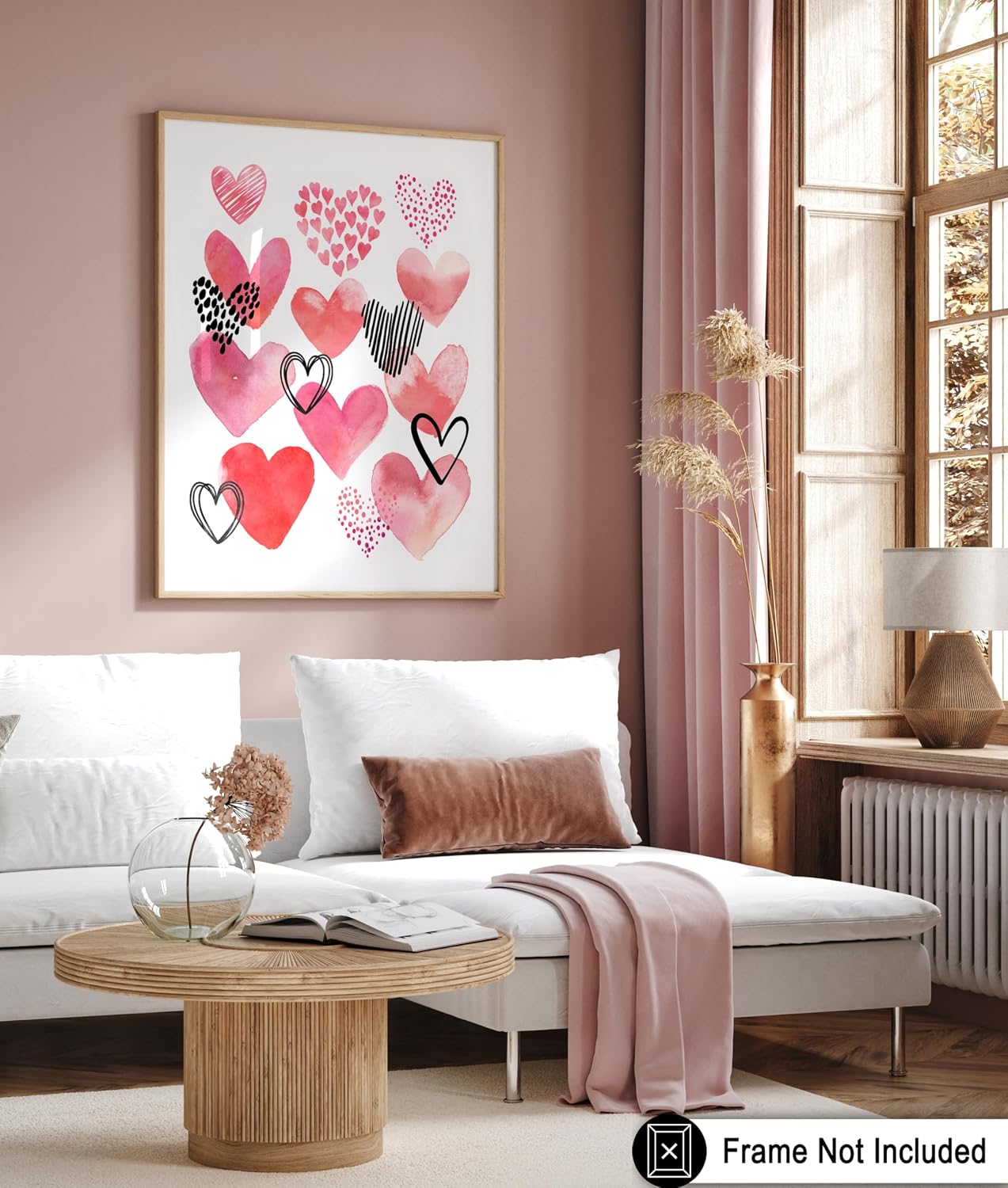 Poster Master Watercolor Hearts Print - Love Poster - Valentine's Day Art - Gift for Men, Women, Couple & Lovers - Romantic Decor for Bedroom or Living Room - 8x10 UNFRAMED Wall Art