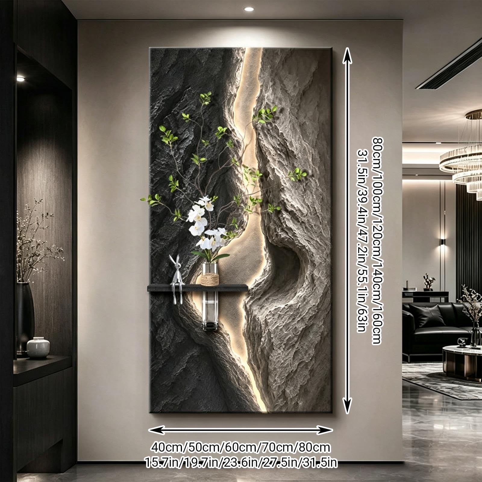 3D-Wandkunst-Dekoration aus Sandstein mit LED-Beleuchtung