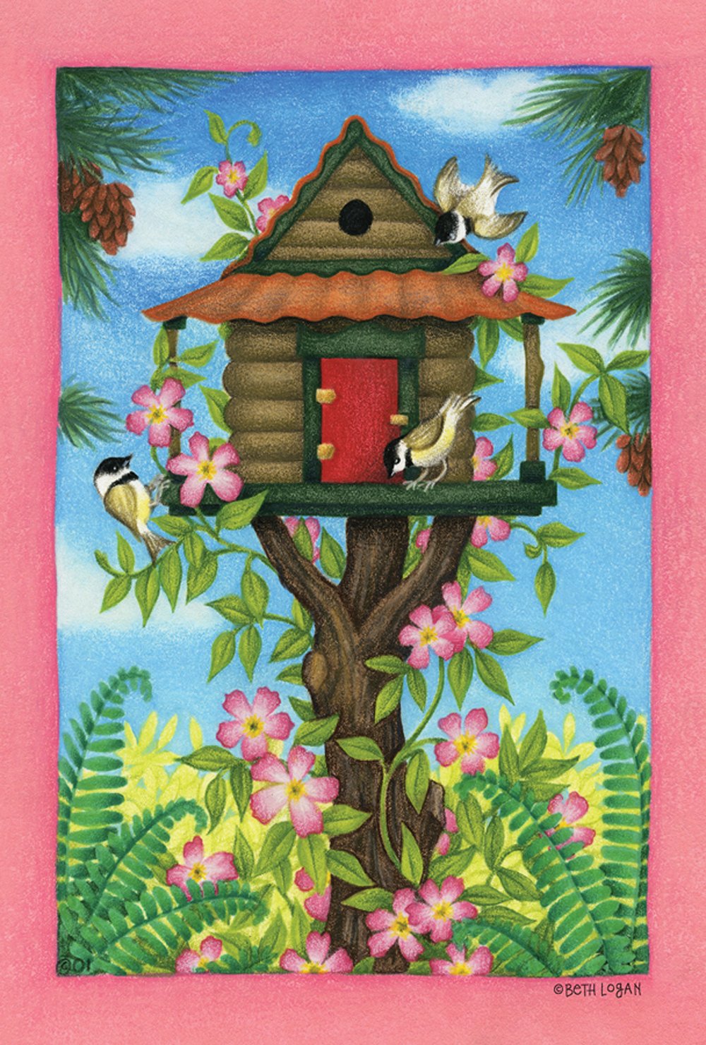 Drapeau de jardin mésange Toland Home Garden en tissu haute densité grand format