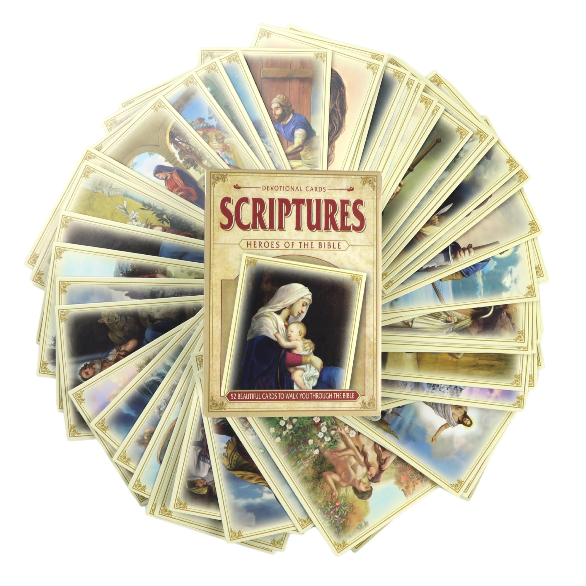 Needzo Scripture Devotional Card Set, Learn The Bible Flashcard Deck, Great Sunday School Learning Tool, 2.5 x 3.5 Inches, 52 Cards Included